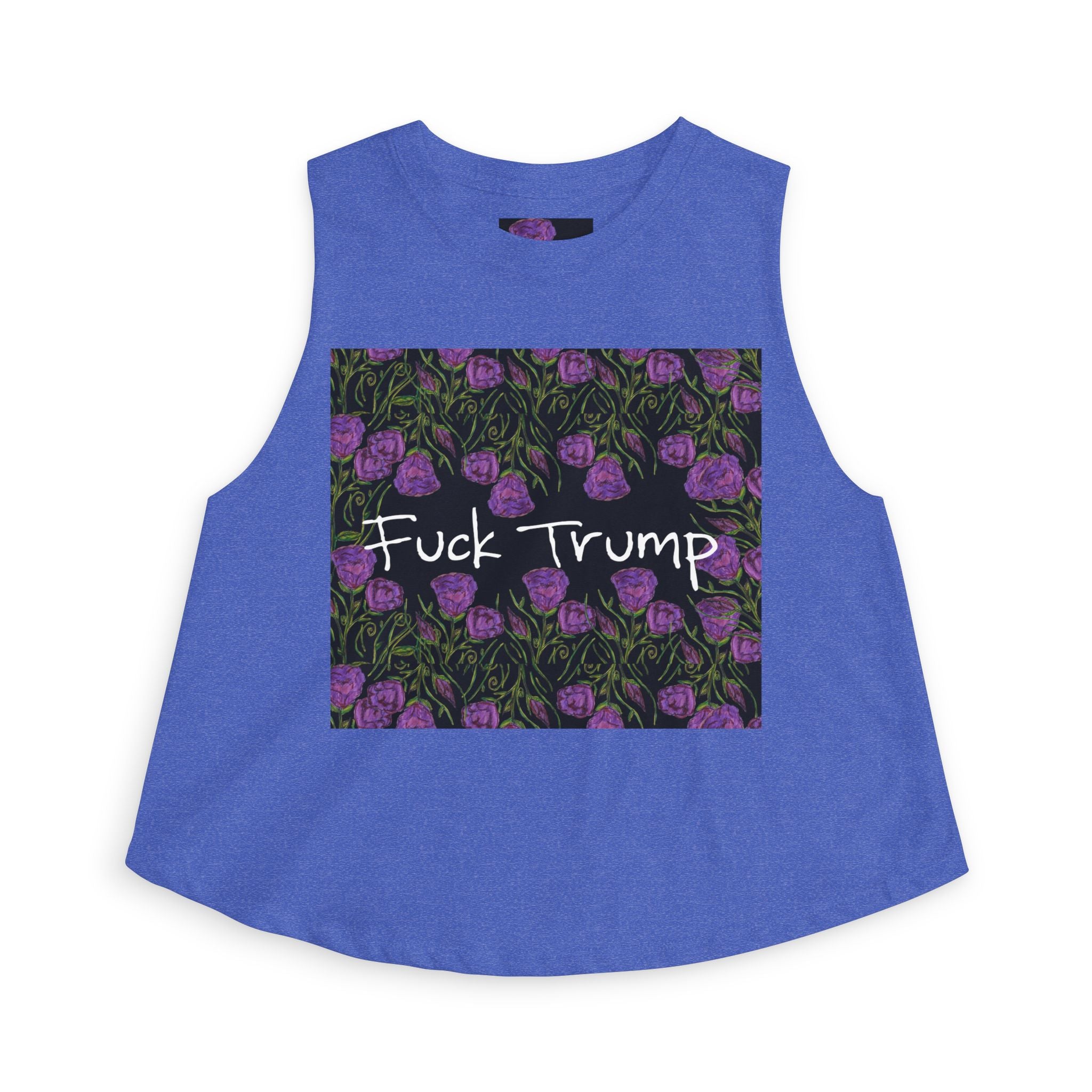 Crop Top - Floral Graphic "Fuck Trump" Protest Tank