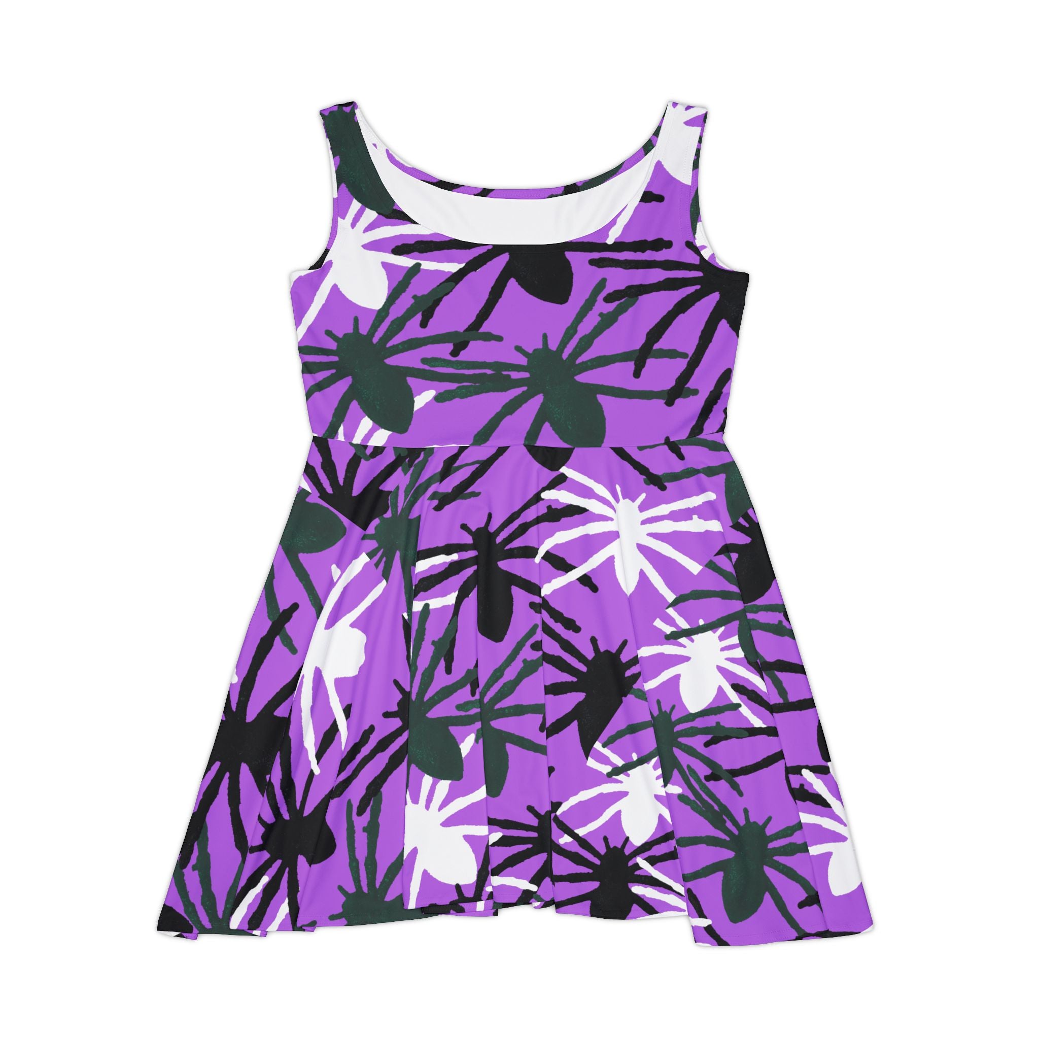 Purple Spider Floral Skater Dress — Women's AOP Fit & Flare