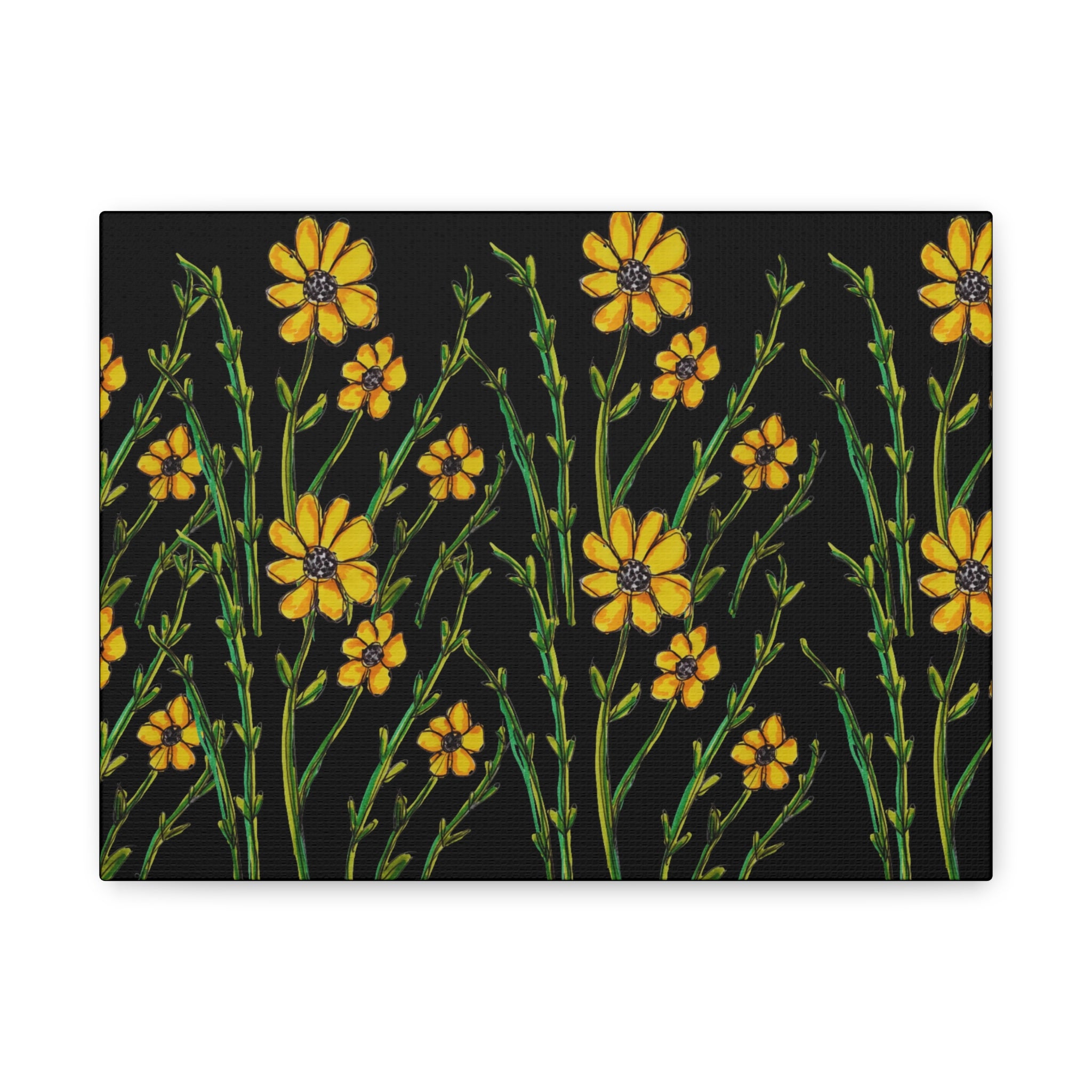 Yellow Wildflower Canvas Wall Art — Stretched Matte Floral Print