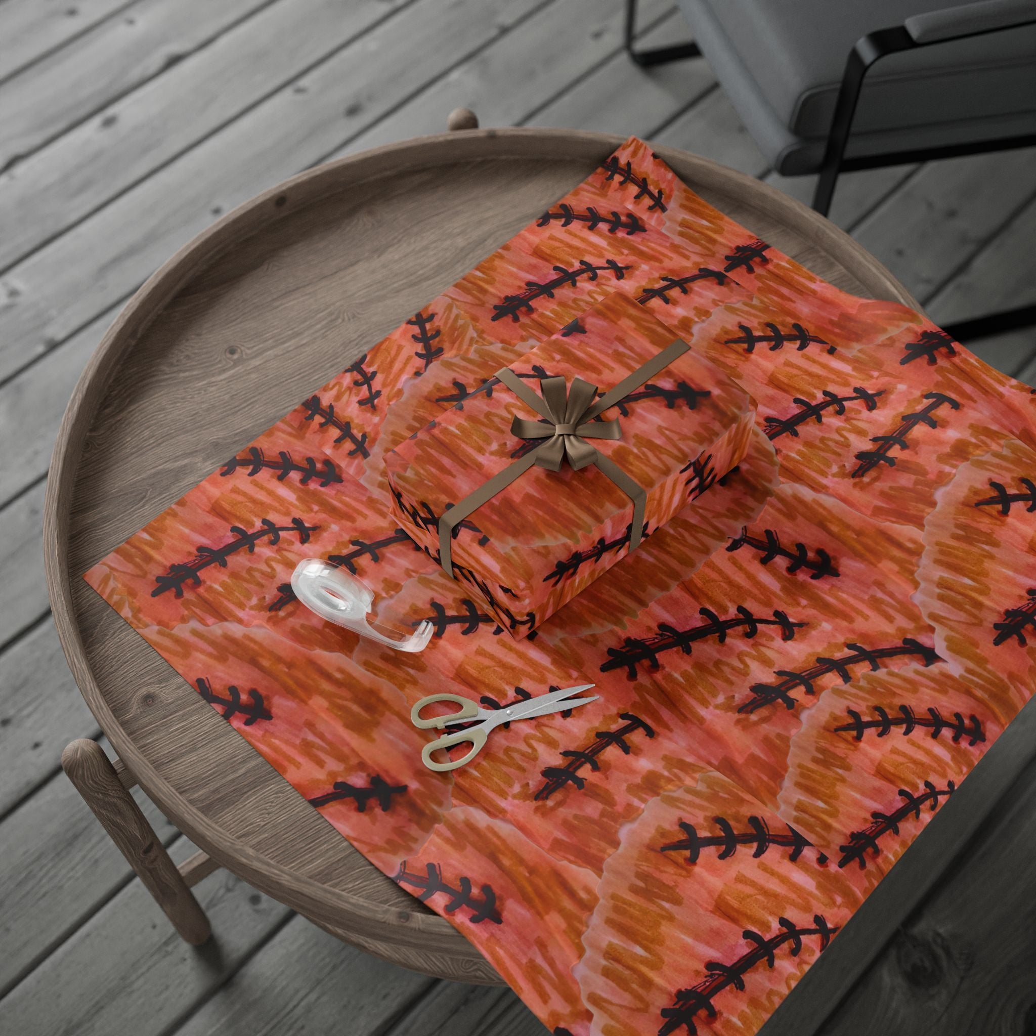 Autumn Fern Wrapping Paper — Rust Orange Leaf Pattern Gift Wrap