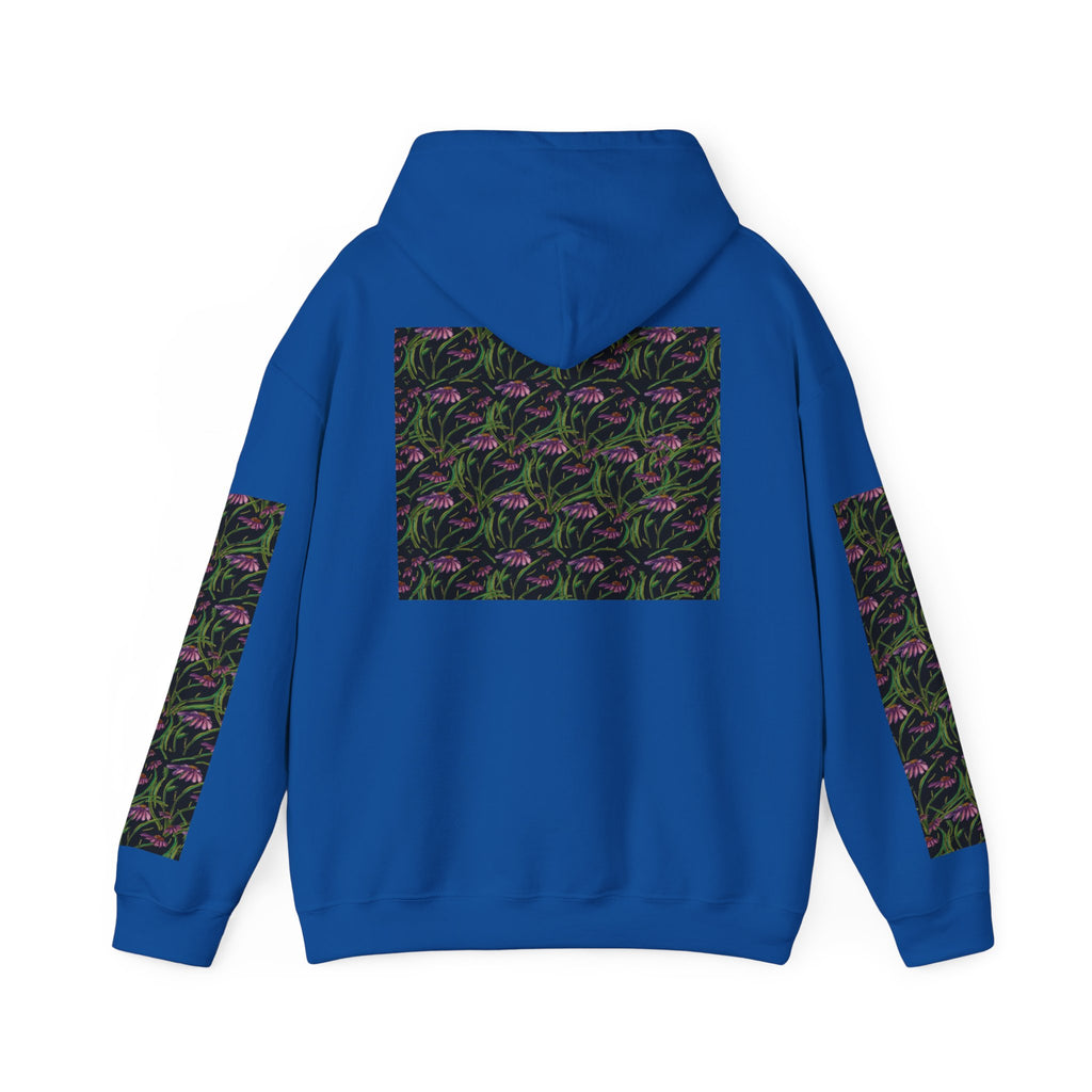 Floral Nightshade Pattern Hoodie — Dark Purple Botanical Print Sweatshirt