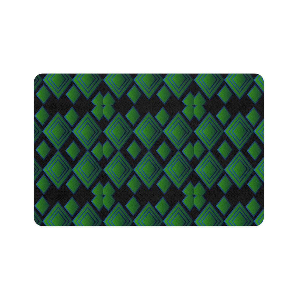 Geometric Green Diamond Pet Food Mat (12x18)