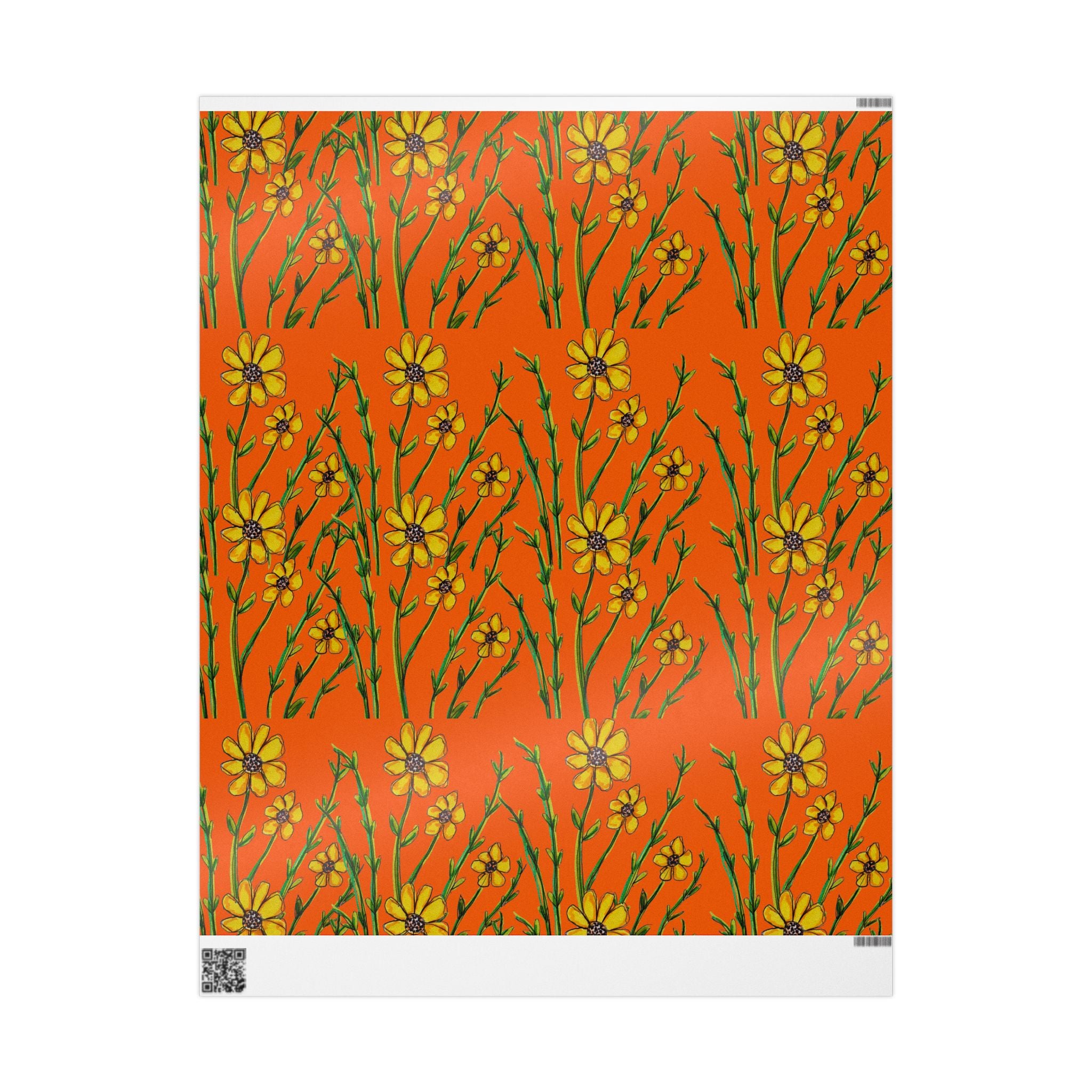 Floral Daises Orange Wrapping Paper – Bright Wildflower Gift Wrap