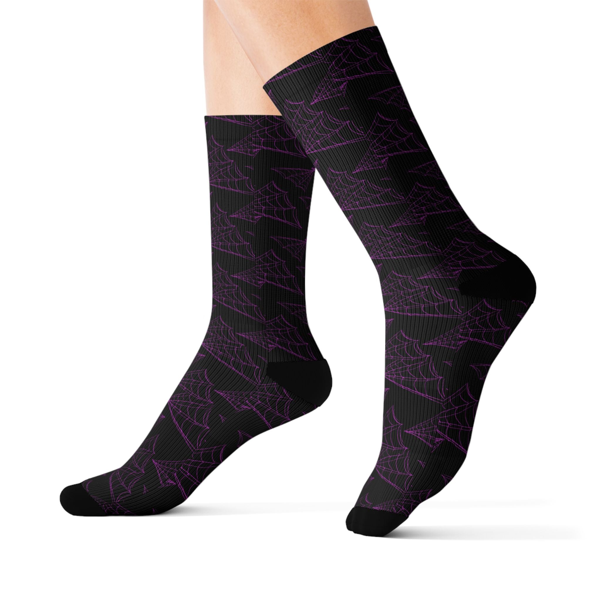 LULLABY Purple Socks — Stylish Black & Violet Crew Socks