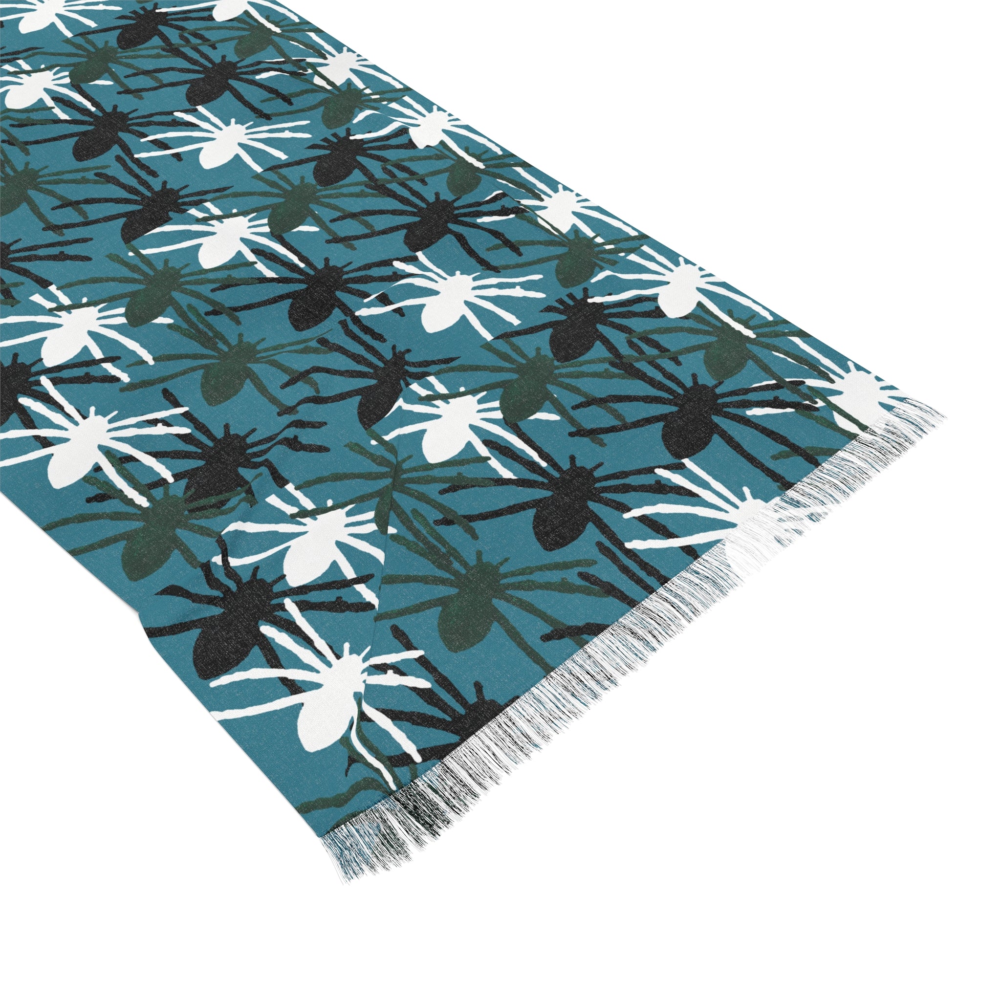 Floral Dragonfly Scarf — Lightweight Teal Patterned Wrap