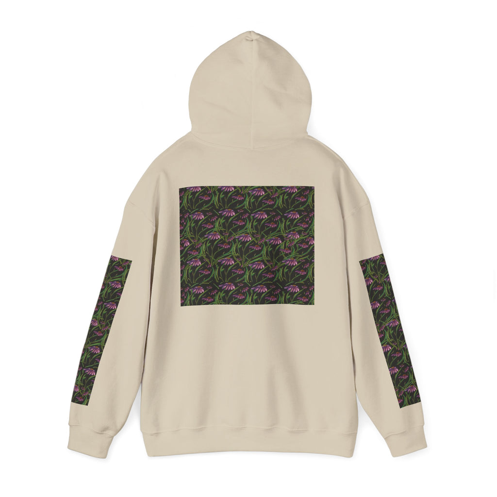 Floral Nightshade Pattern Hoodie — Dark Purple Botanical Print Sweatshirt