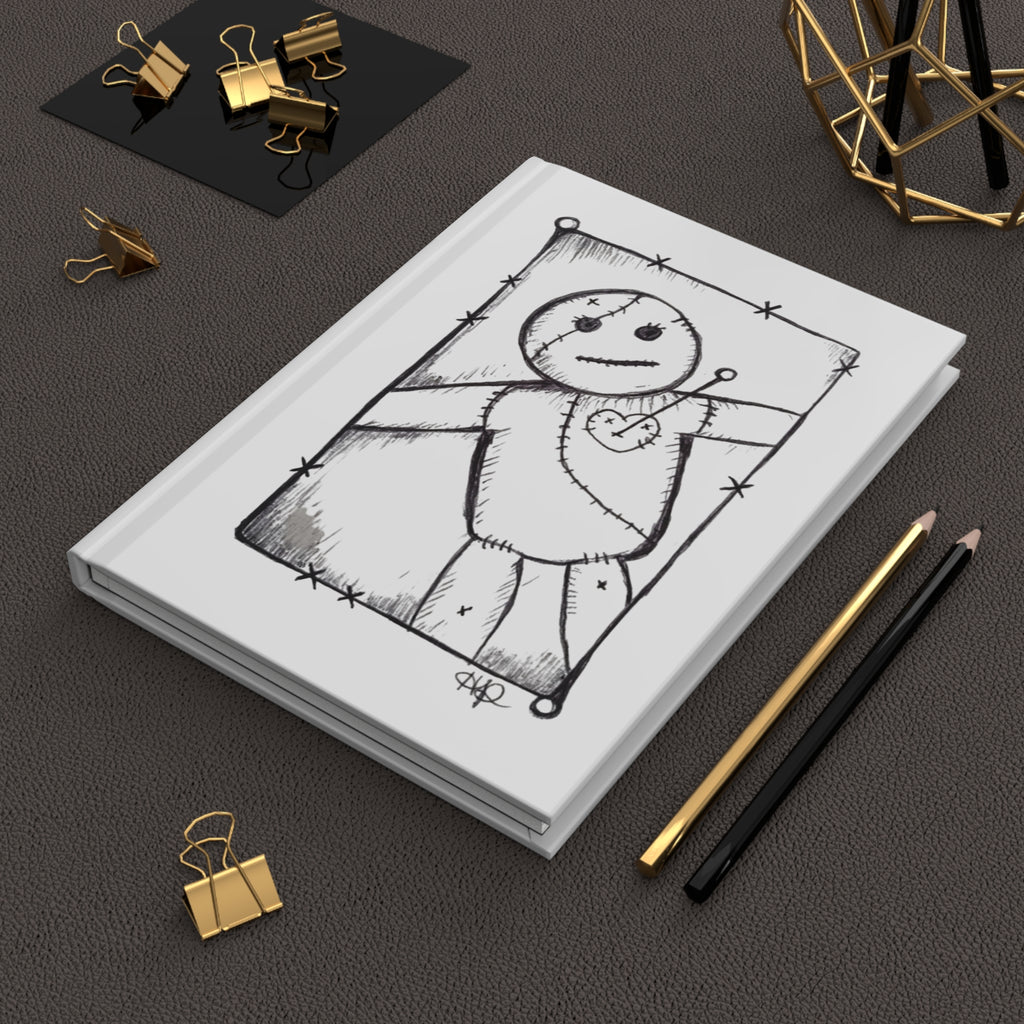 Voodoo Doll Sketch Hardcover Journal — Hand-Drawn Gothic Notebook