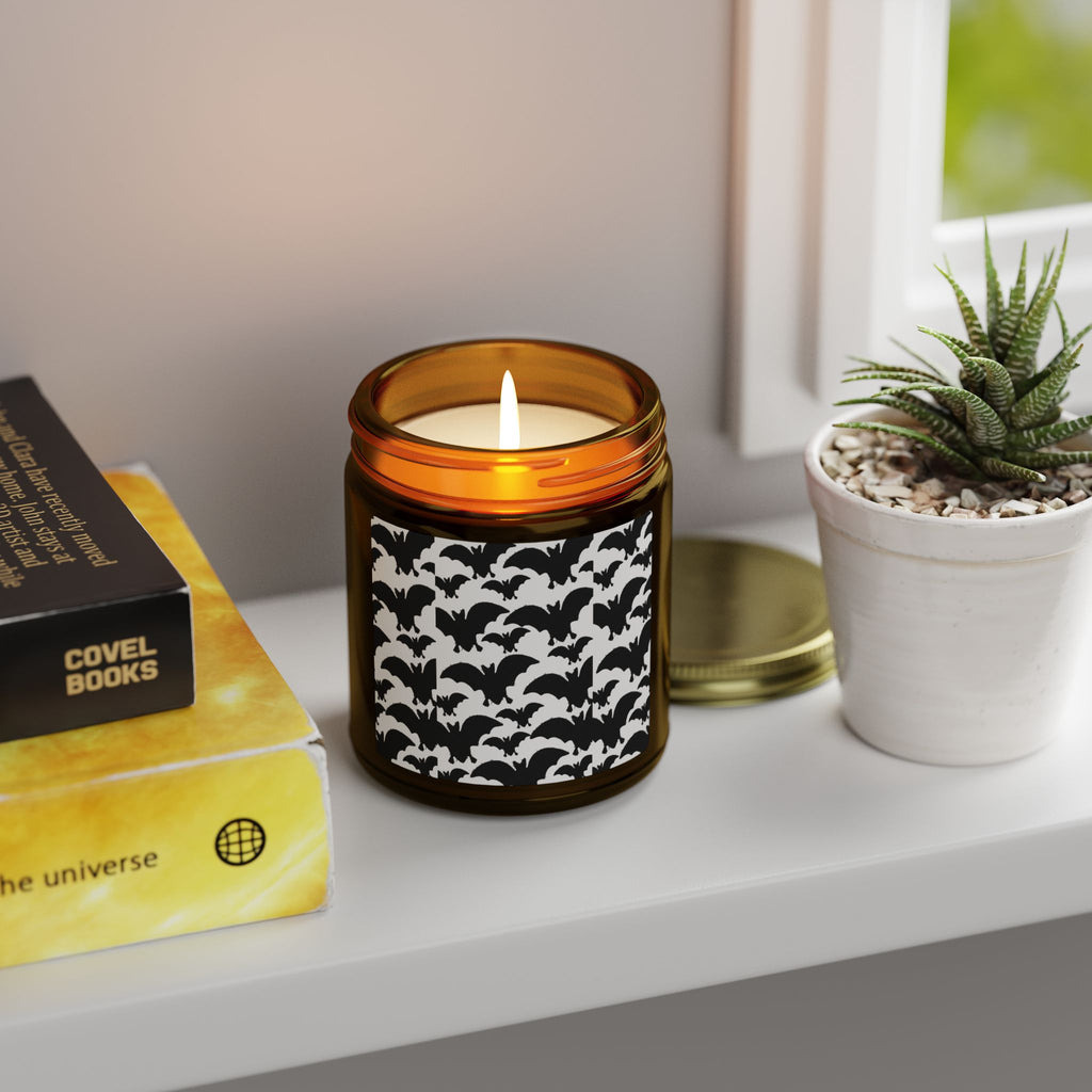 Bat Pattern Scented Candle — Coconut Apricot Wax (4oz/9oz)