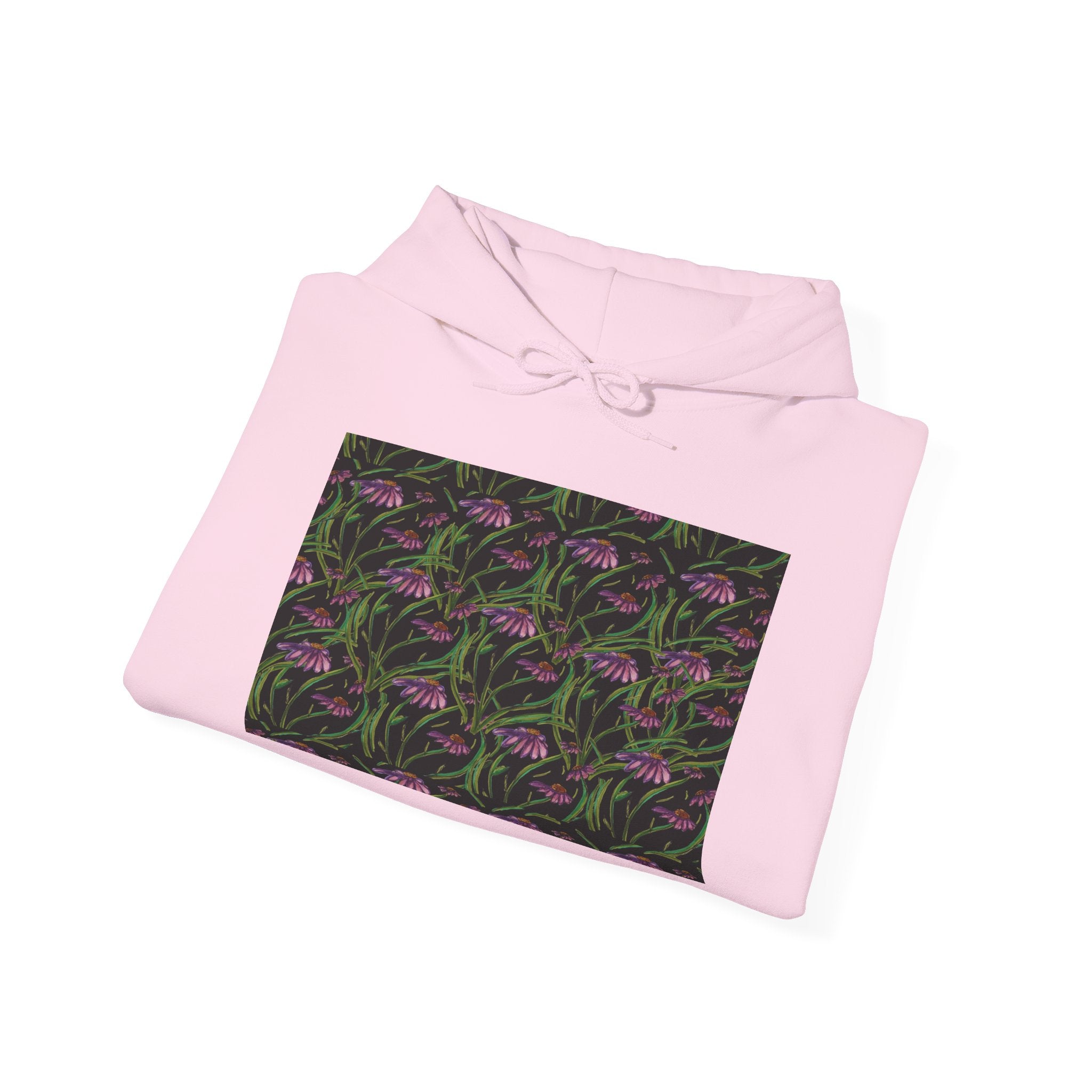 Floral Nightshade Pattern Hoodie — Dark Purple Botanical Print Sweatshirt