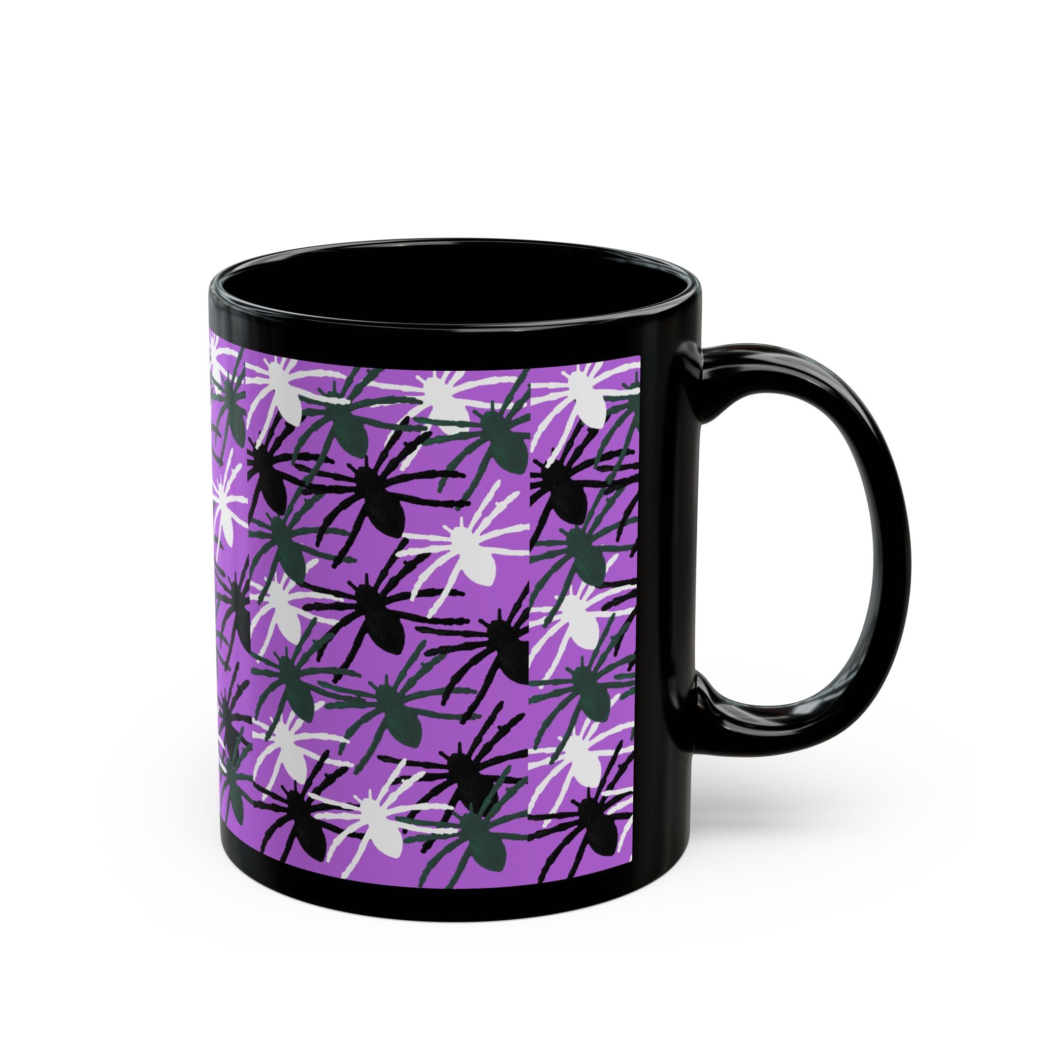 Spooky Spider Pattern Black Coffee Mug (11oz, 15oz)
