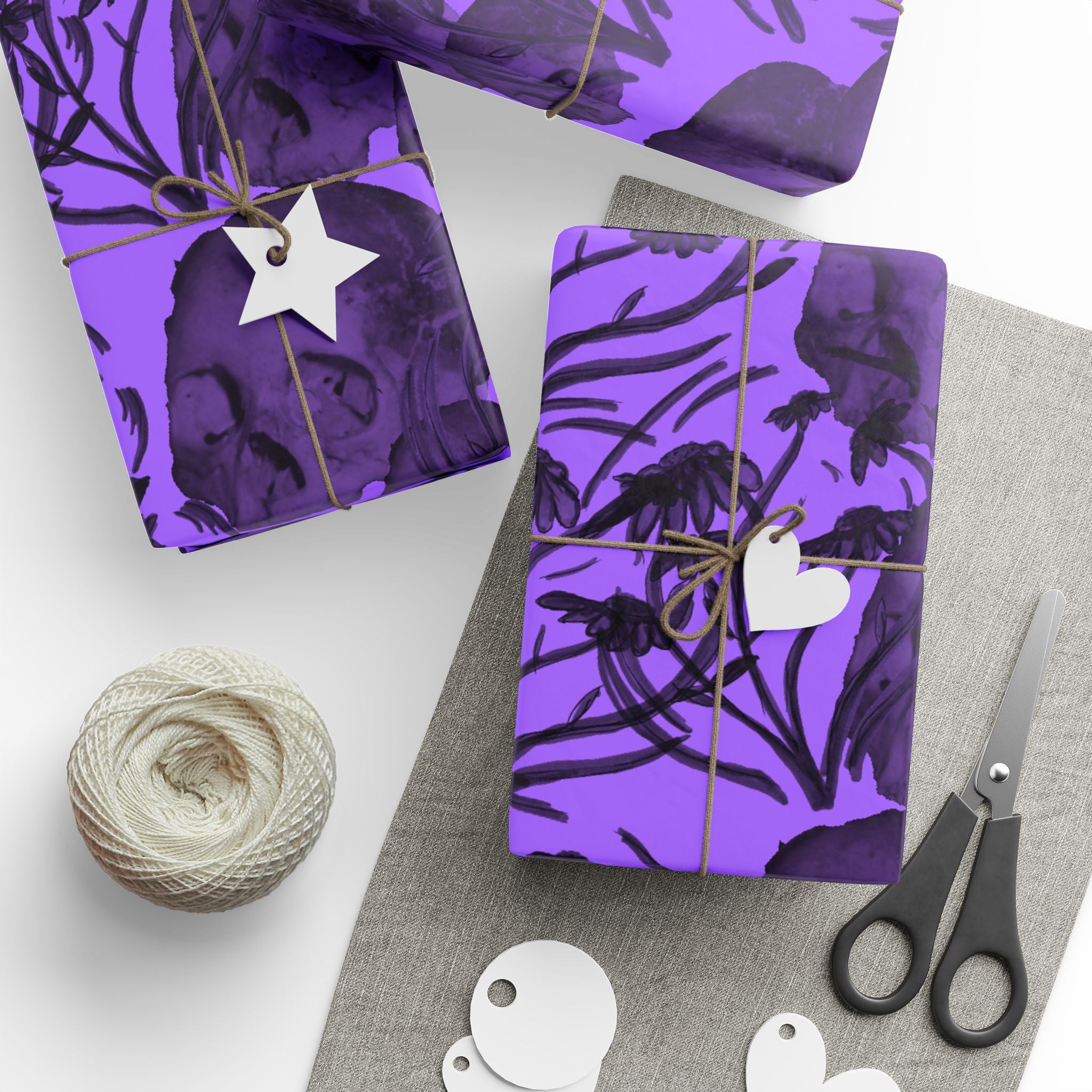 Skull Pattern Wrapping Paper — Purple Gothic Gift Wrap