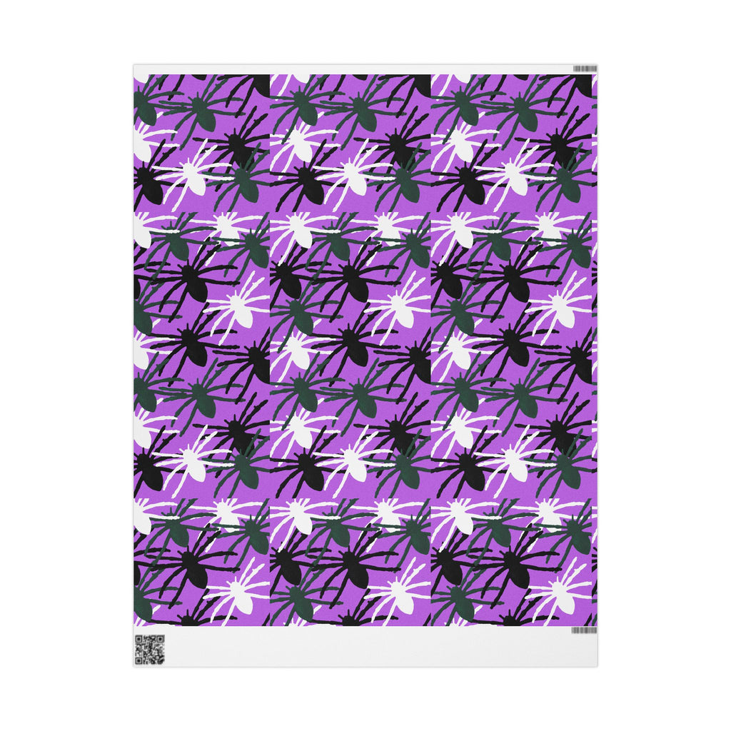 Purple Floral Wrapping Paper Roll — Bold Black & White Flower Gift Wrap