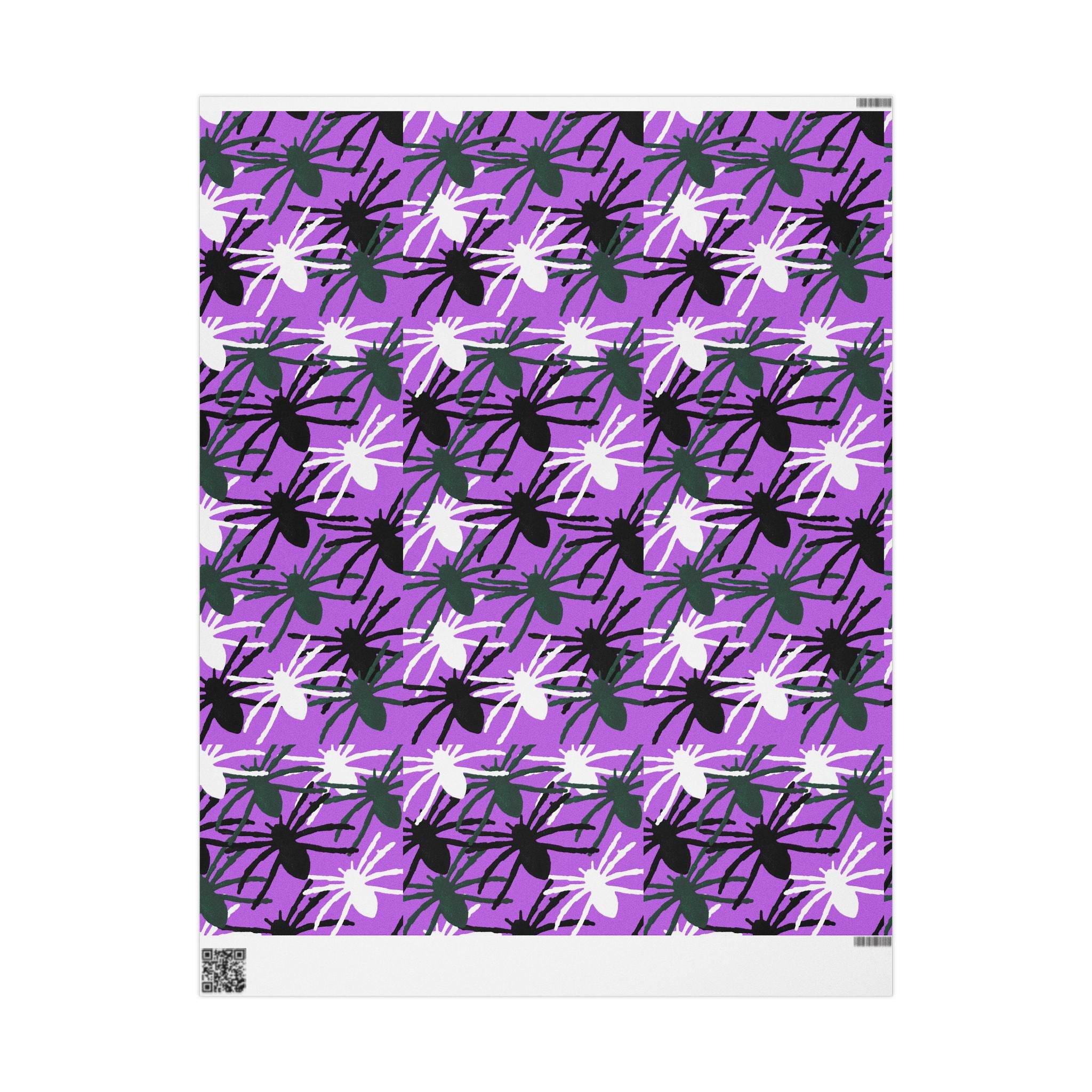 Purple Floral Wrapping Paper Roll — Bold Black & White Flower Gift Wrap