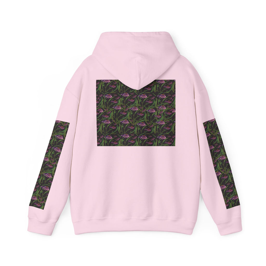 Floral Nightshade Pattern Hoodie — Dark Purple Botanical Print Sweatshirt