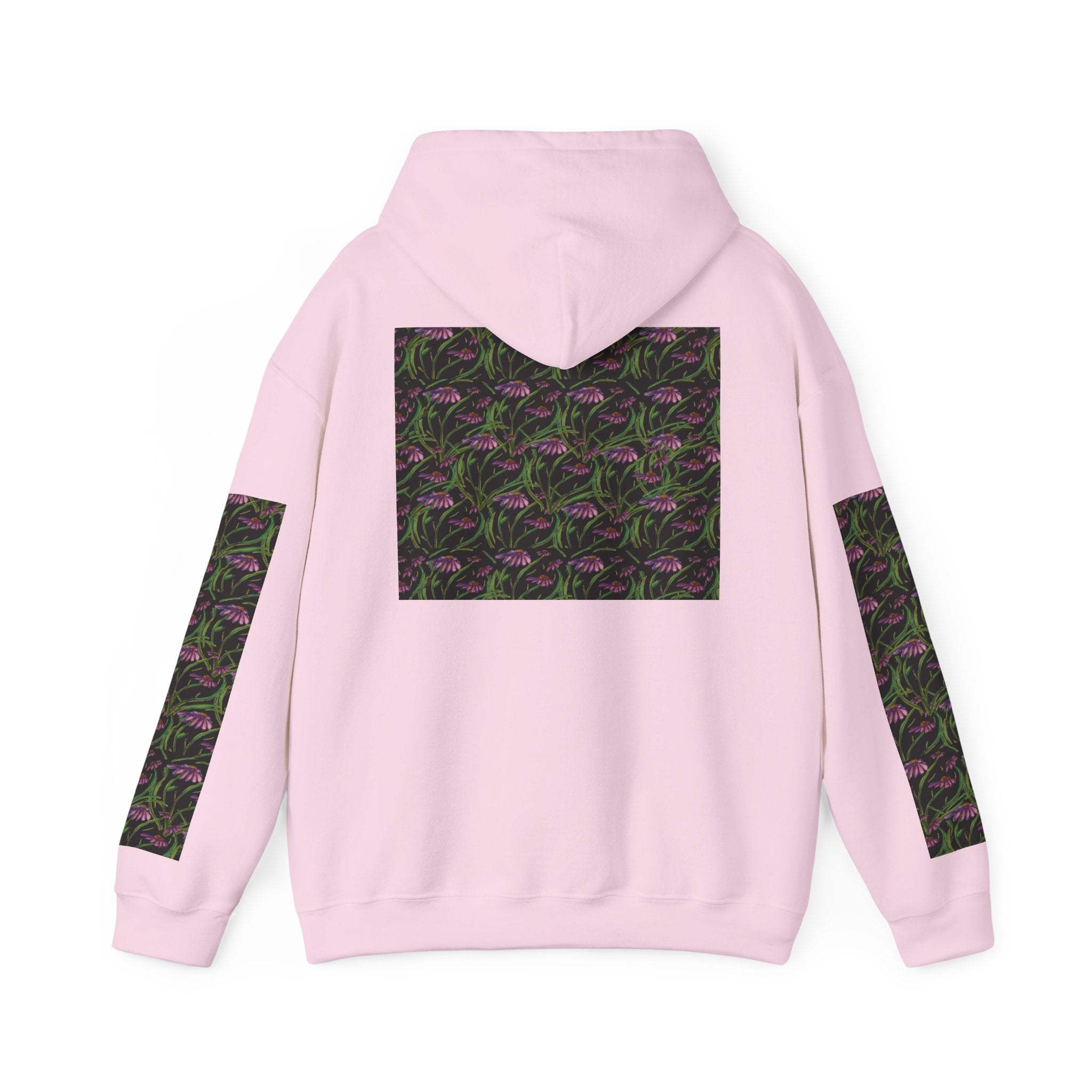 Floral Nightshade Pattern Hoodie — Dark Purple Botanical Print Sweatshirt