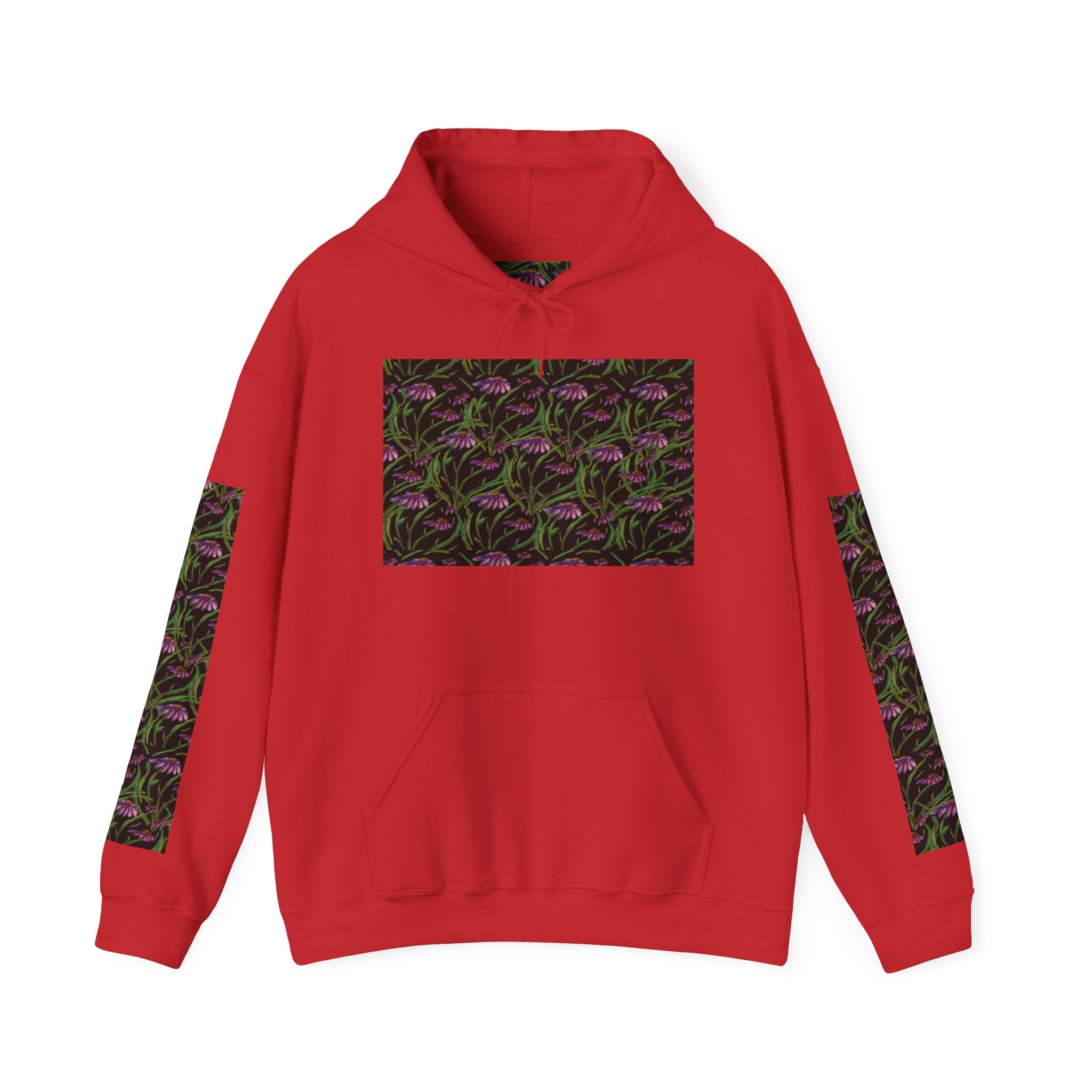 Floral Nightshade Pattern Hoodie — Dark Purple Botanical Print Sweatshirt