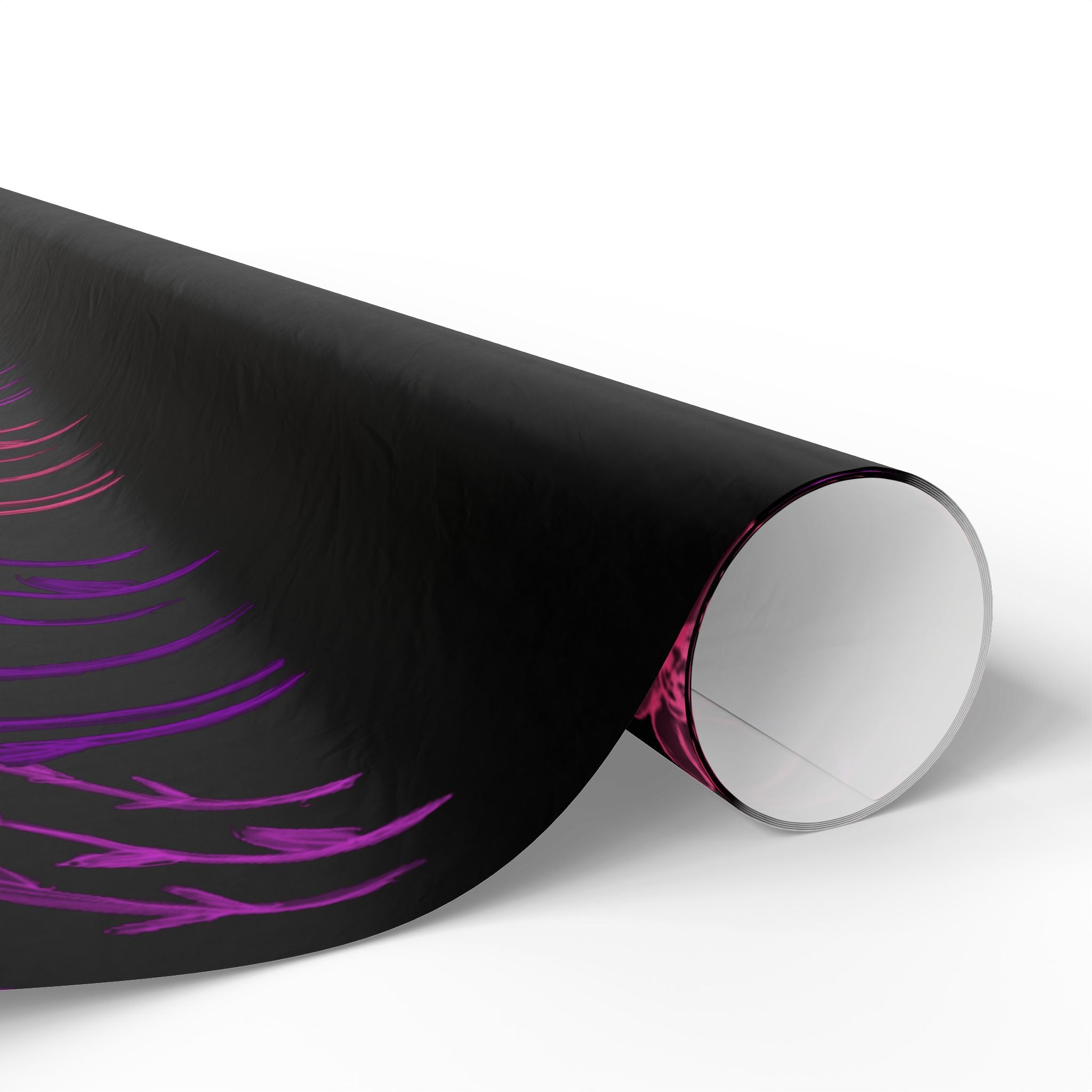 Floral Silhouette Wrapping Paper — Purple & Pink Meadow on Black