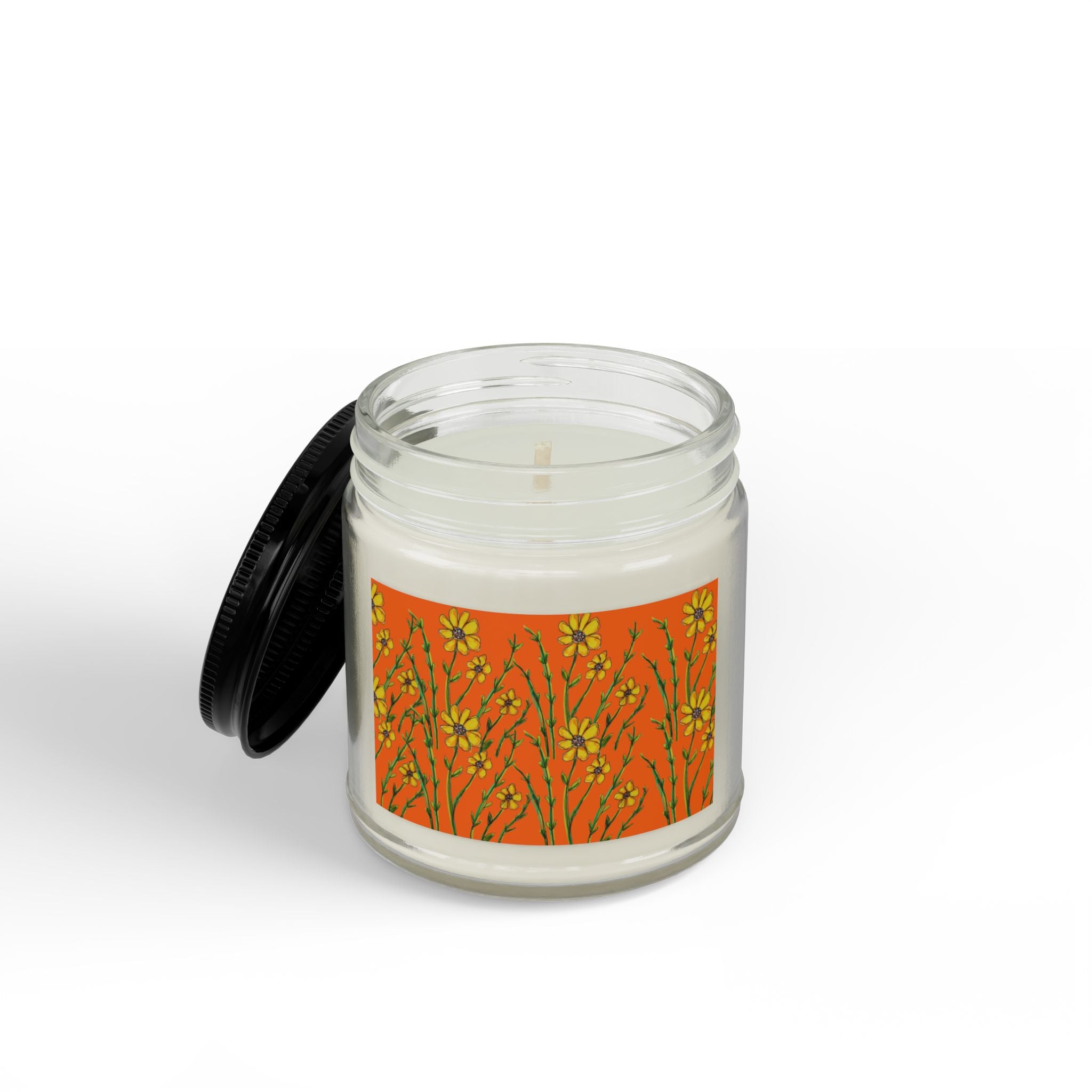 Wildflower Amber Soy Candle — 4oz & 9oz Scented Jar with Black Lid
