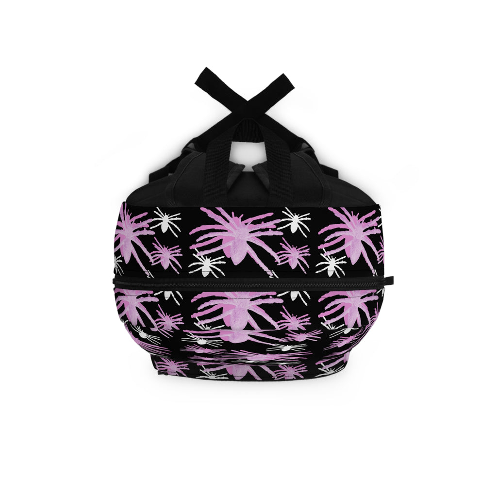 Pink Spider Floral Backpack — Gothic Cute Patterned School Bag