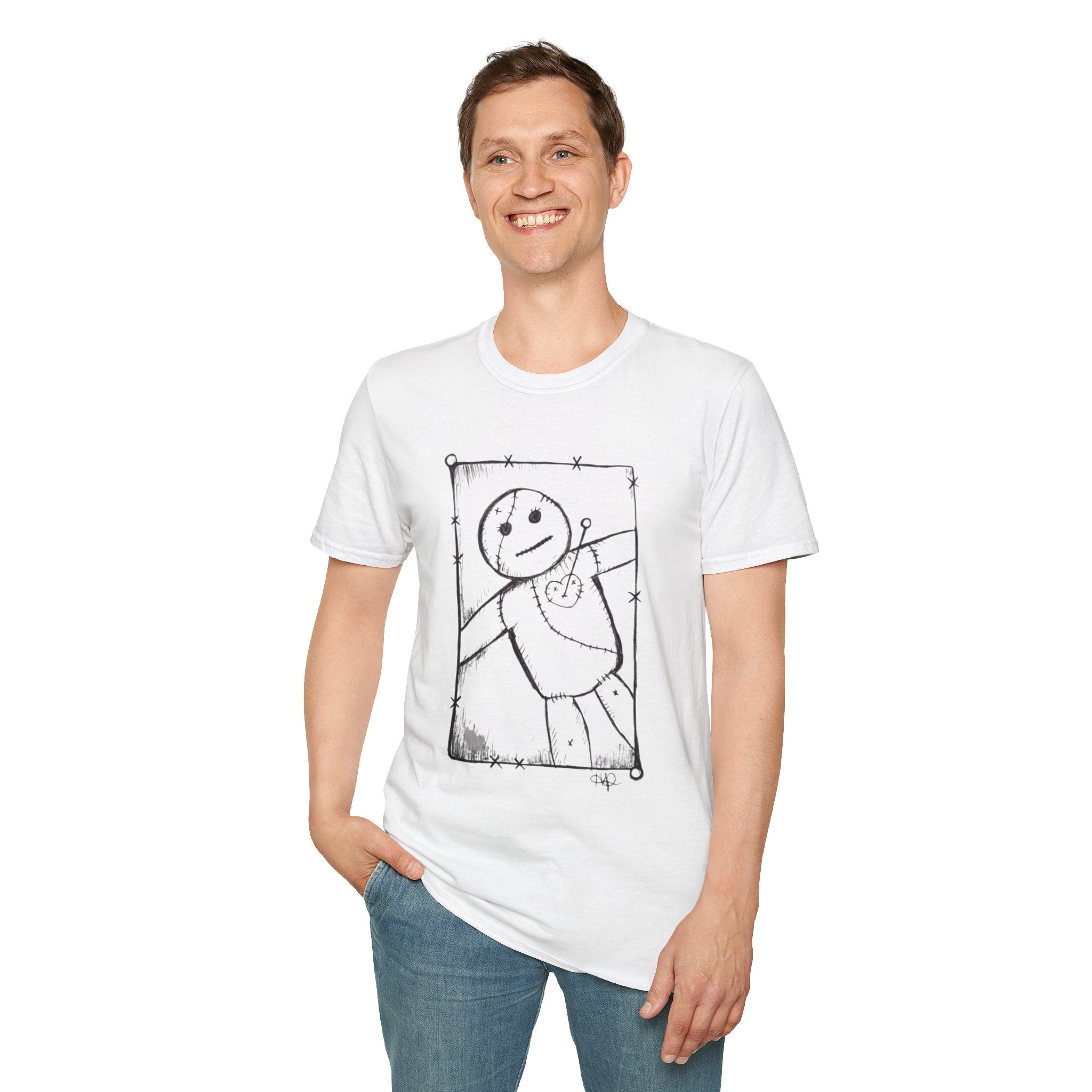 Smiley Sketch Tee — Hand-Drawn Heart Character T-Shirt