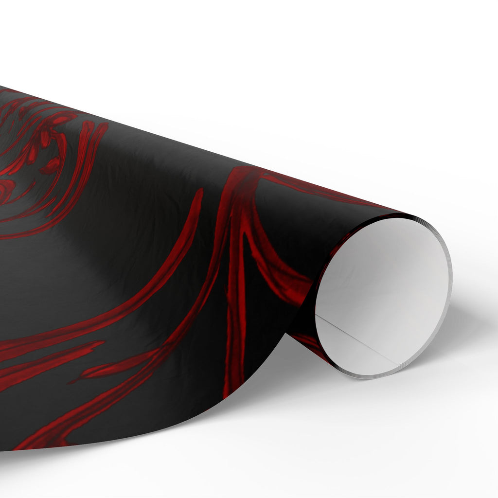 Dark Red Floral Wrapping Paper – Elegant Rose Pattern Gift Wrap