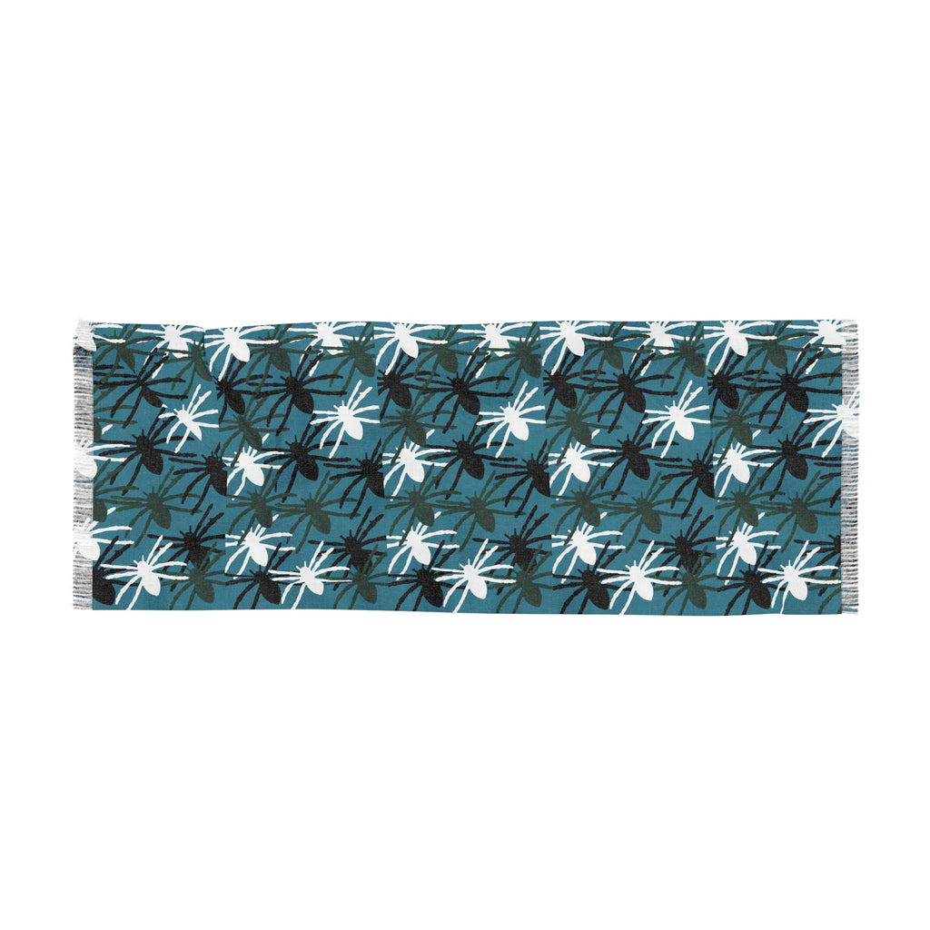 Floral Dragonfly Scarf — Lightweight Teal Patterned Wrap