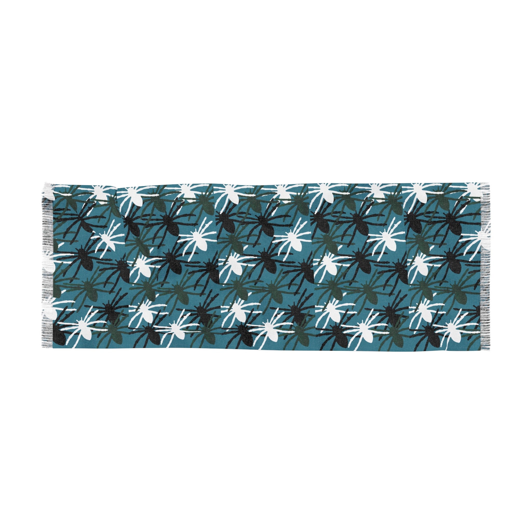Floral Dragonfly Scarf — Lightweight Teal Patterned Wrap