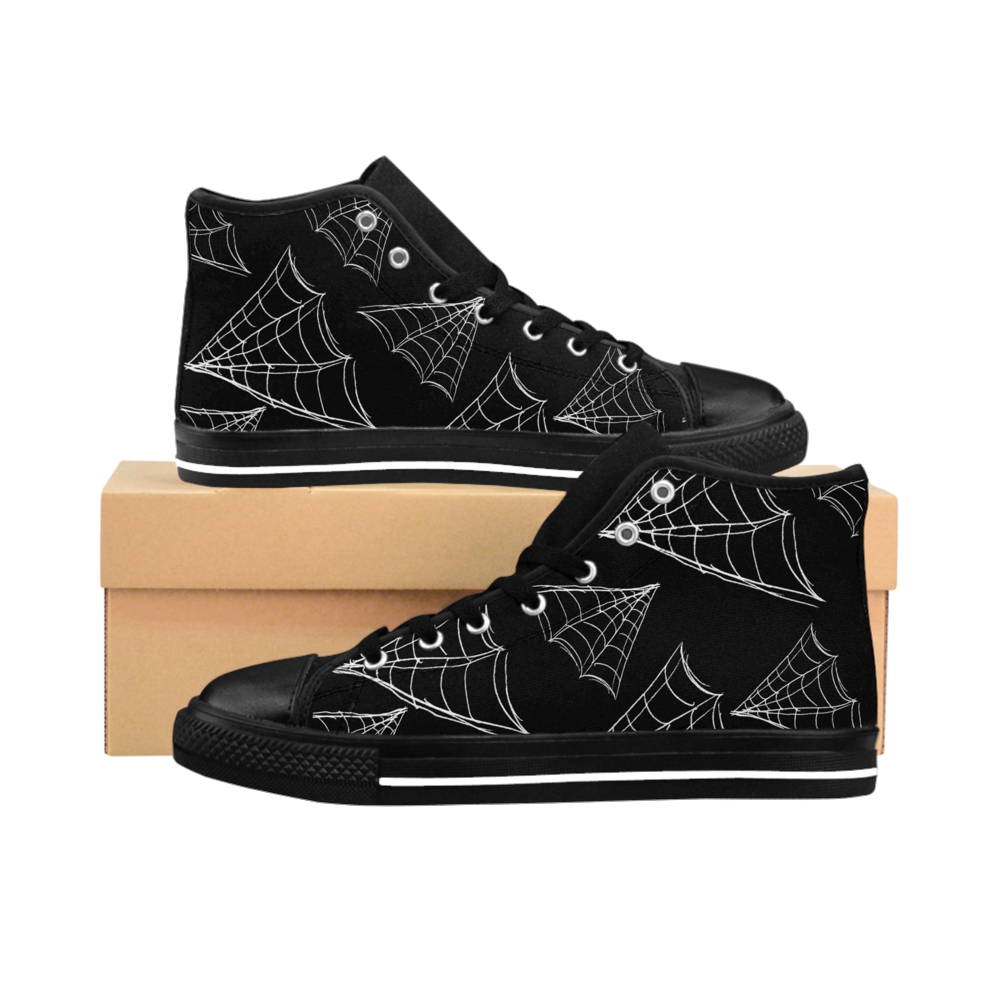 Spiderweb High-Top Sneakers — Black Gothic Men’s Classic Sneakers
