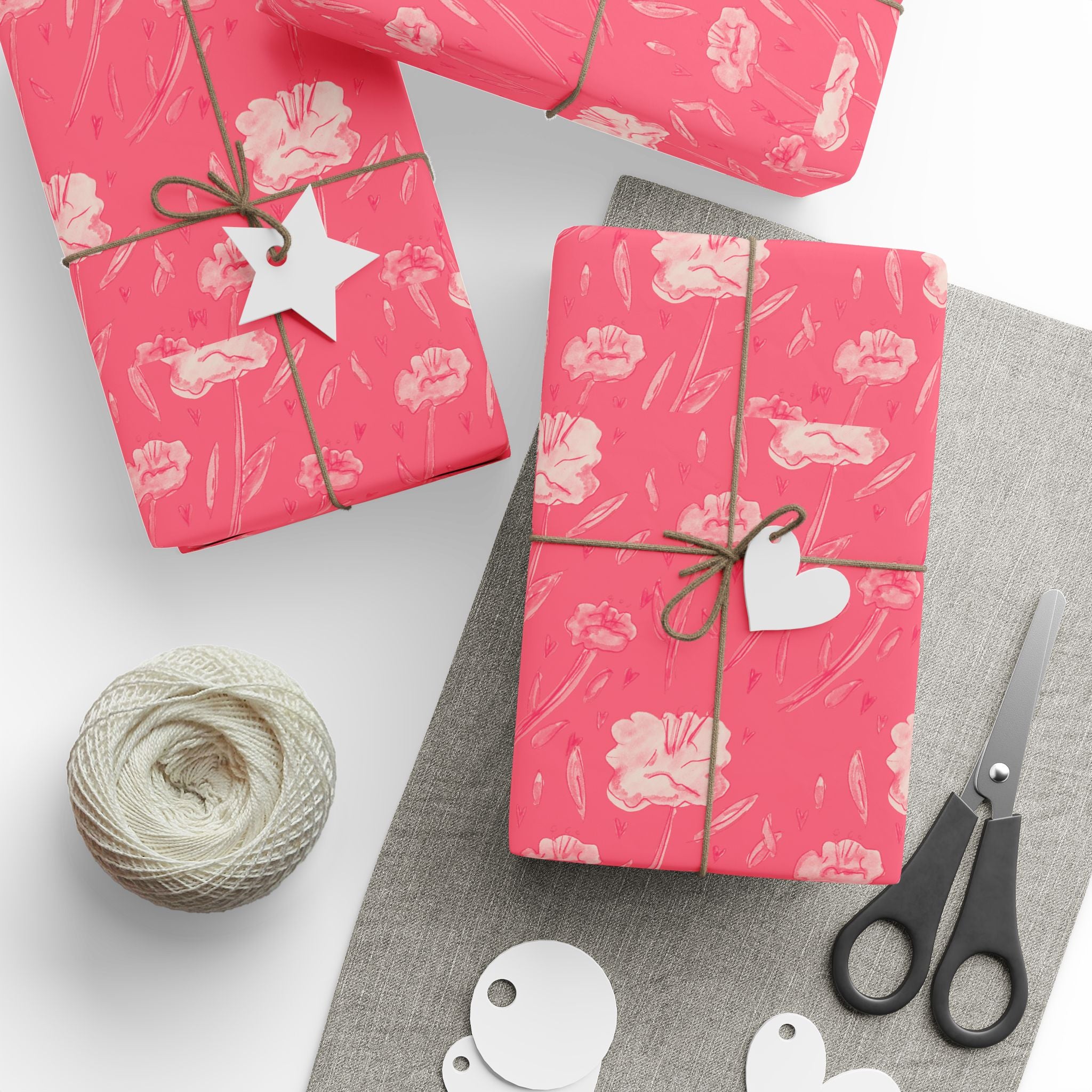 MOLLY Floral Pink Wrapping Paper Roll – Romantic Rose Pattern Gift Wrap