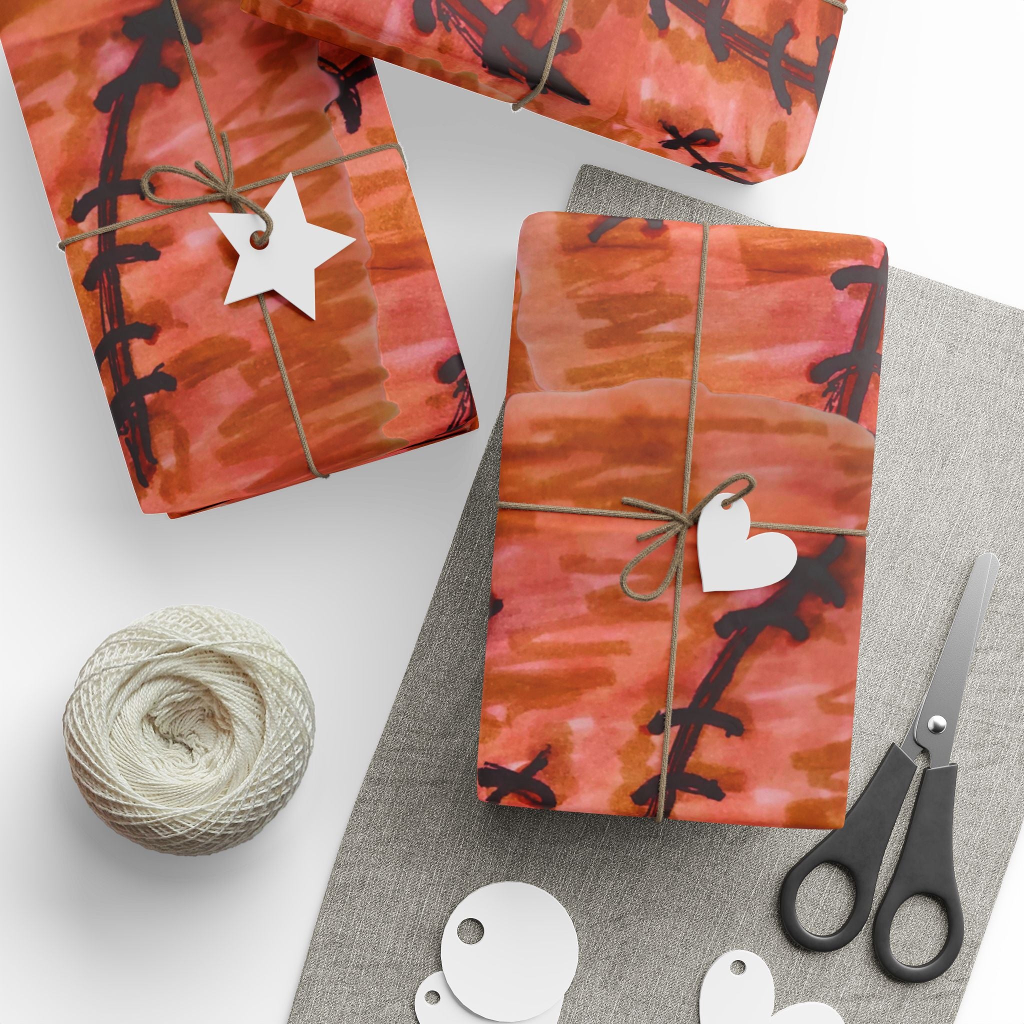 Autumn Fern Wrapping Paper — Rust Orange Leaf Pattern Gift Wrap