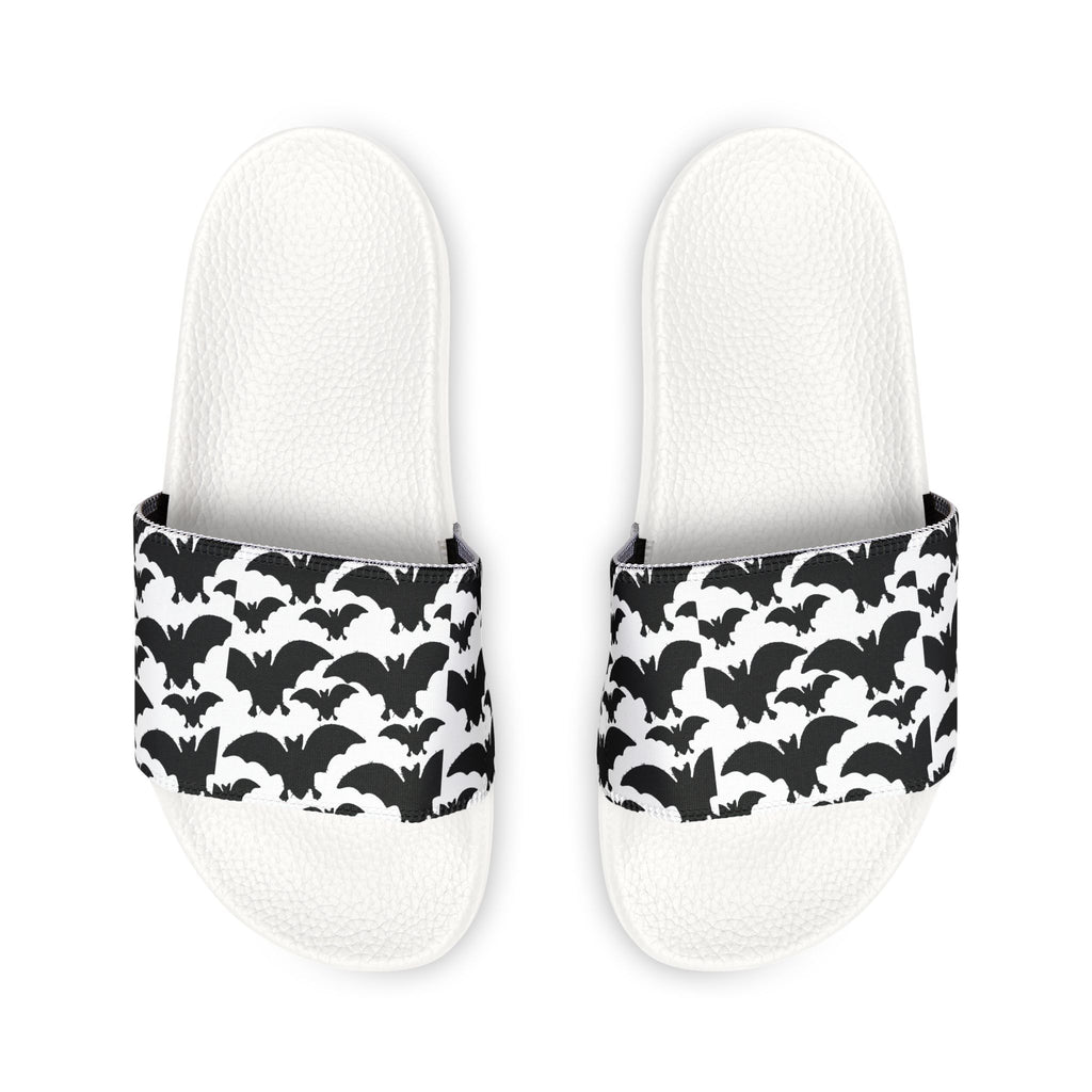 Men's Slide Sandals — Black Bat Pattern Removable-Strap Slides