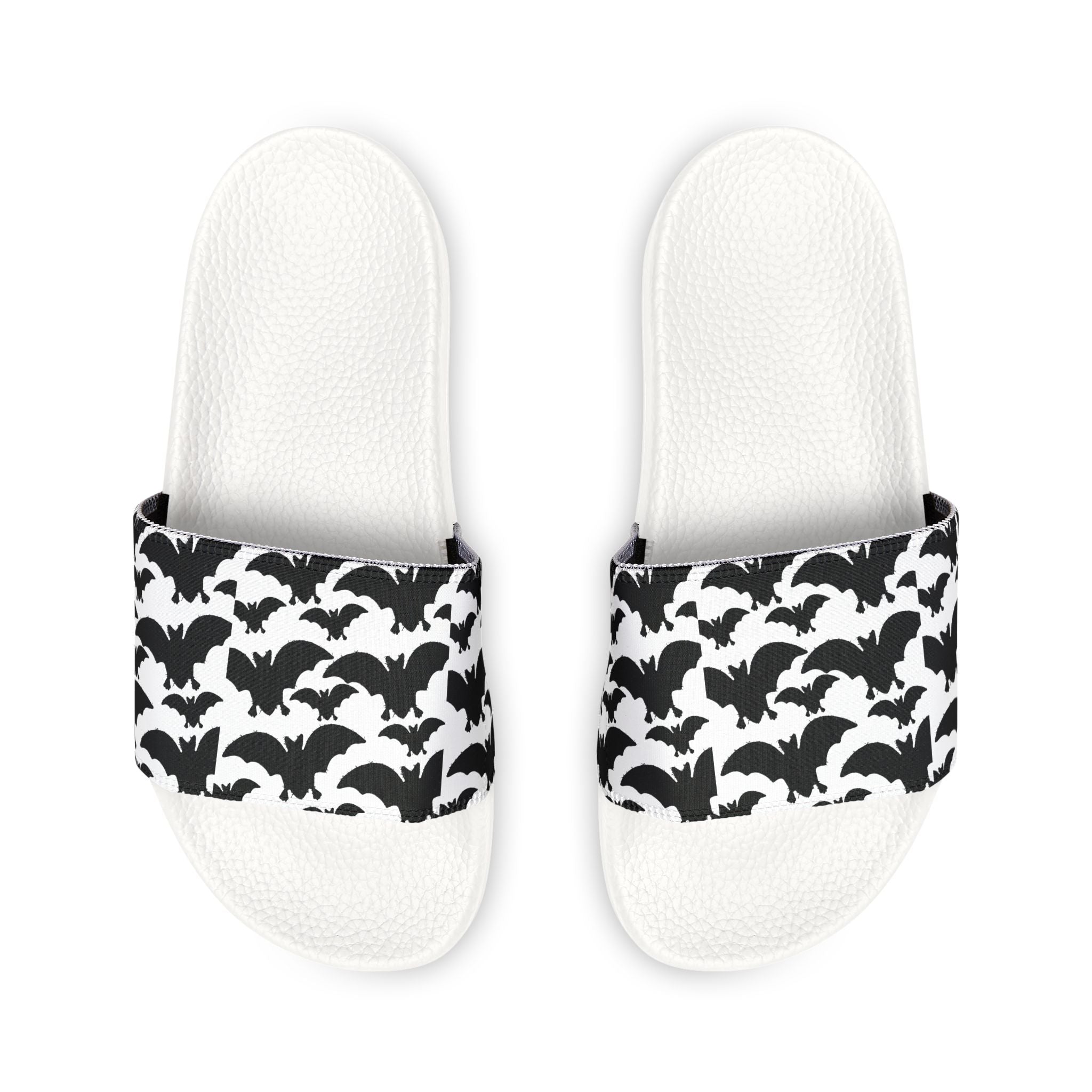 Men's Slide Sandals — Black Bat Pattern Removable-Strap Slides
