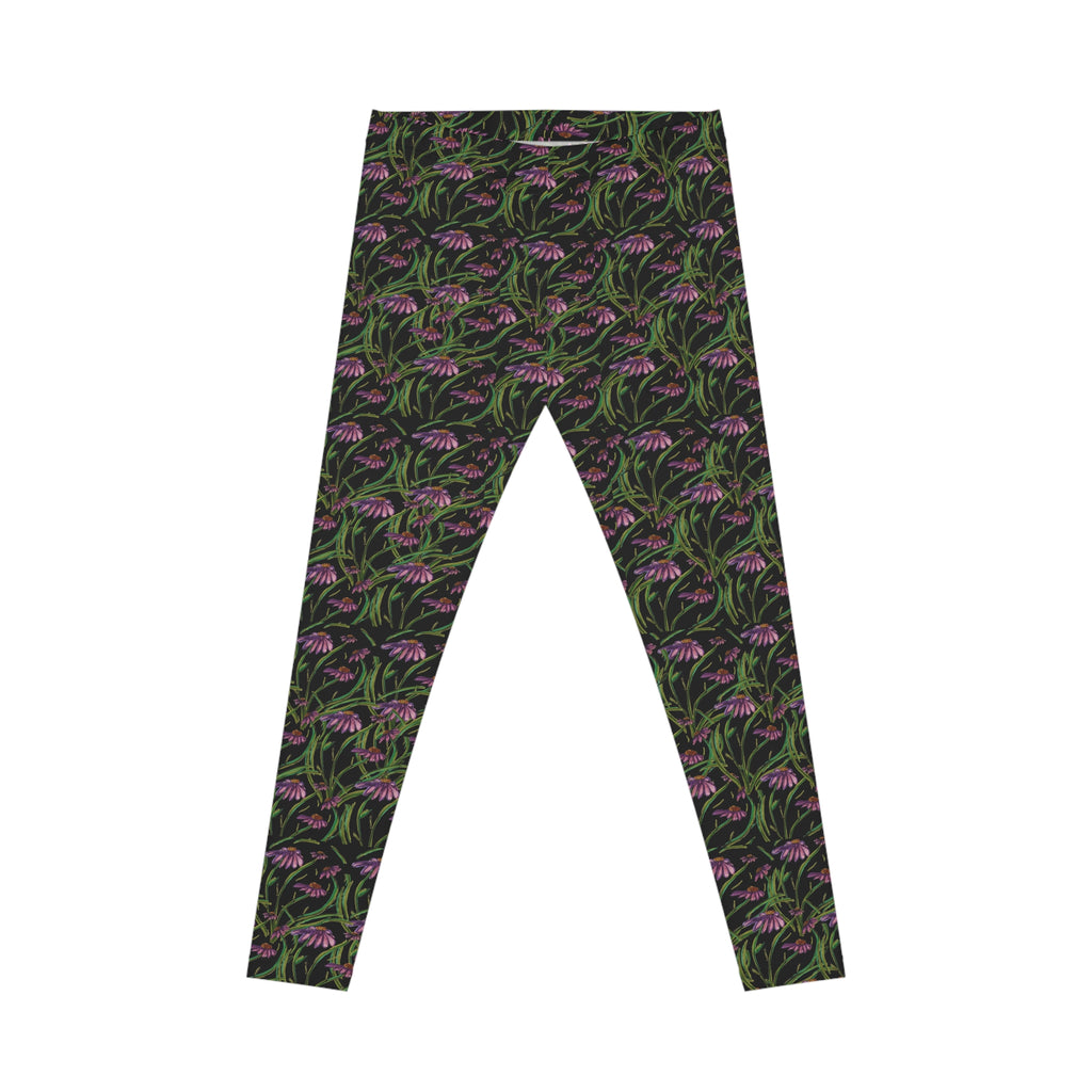 Floral Vine All-Over Print Leggings — Pink Wildflower Botanical Pattern