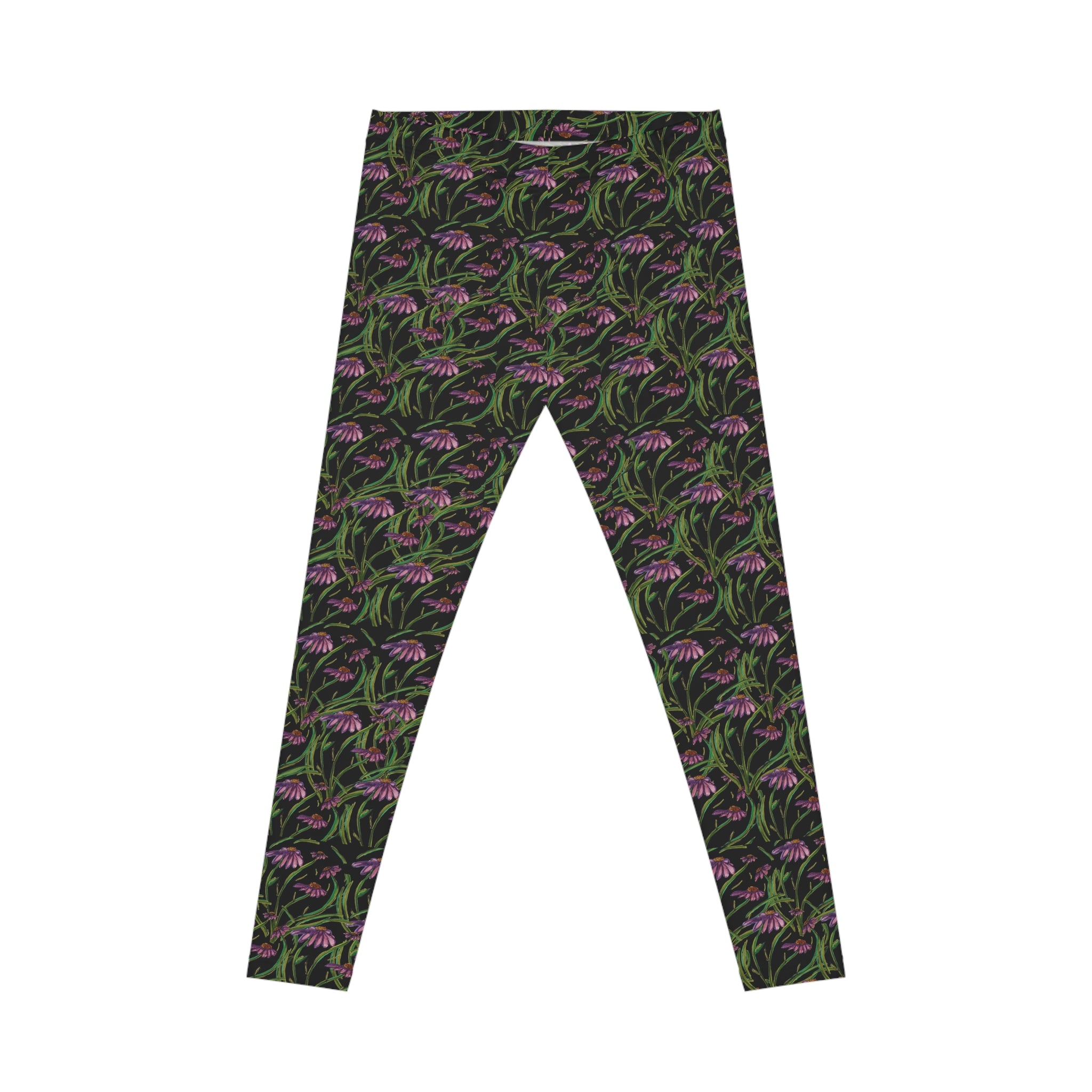 Floral Vine All-Over Print Leggings — Pink Wildflower Botanical Pattern