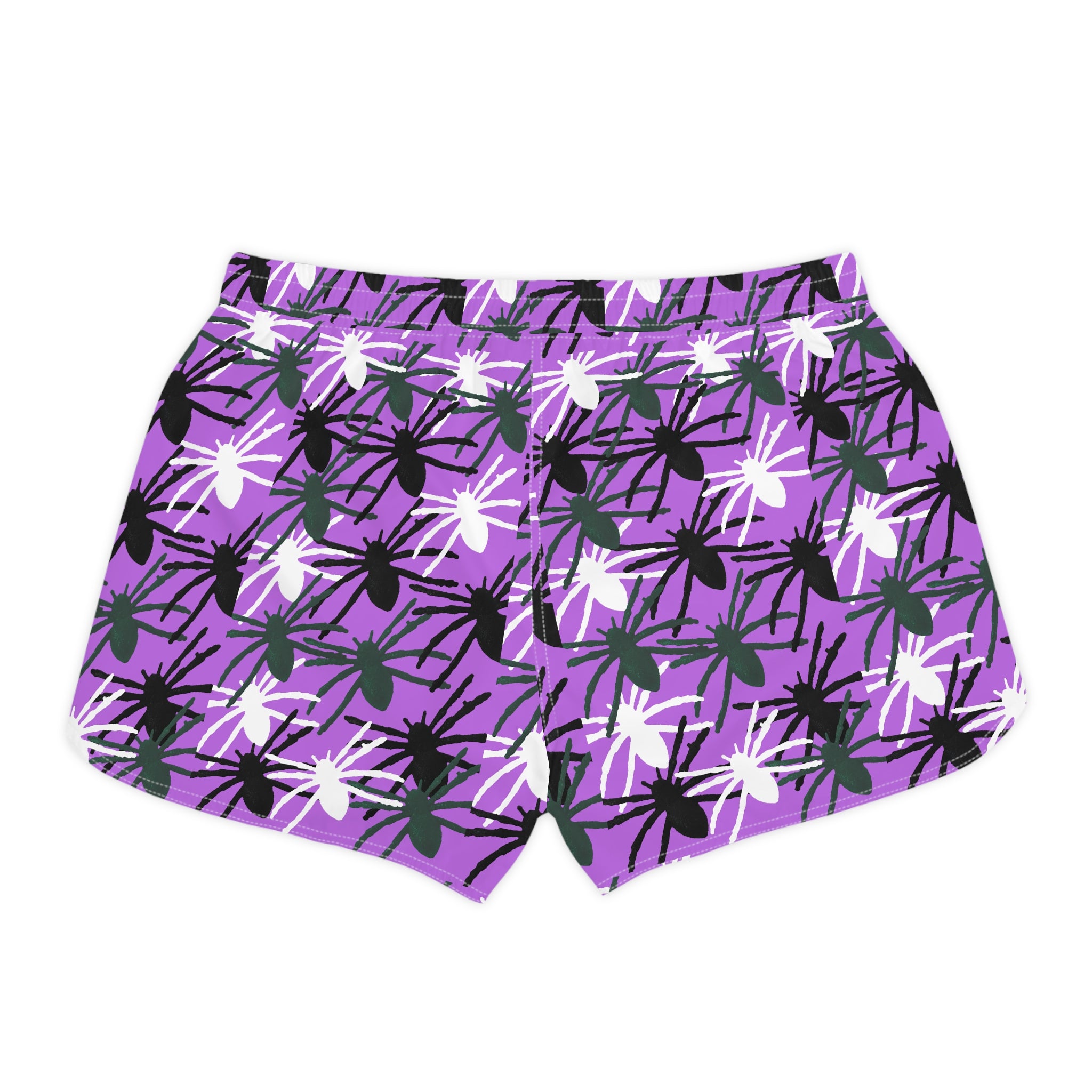 Purple Spider Print Women's Casual Shorts — Fun Halloween Lounge & Beachwear