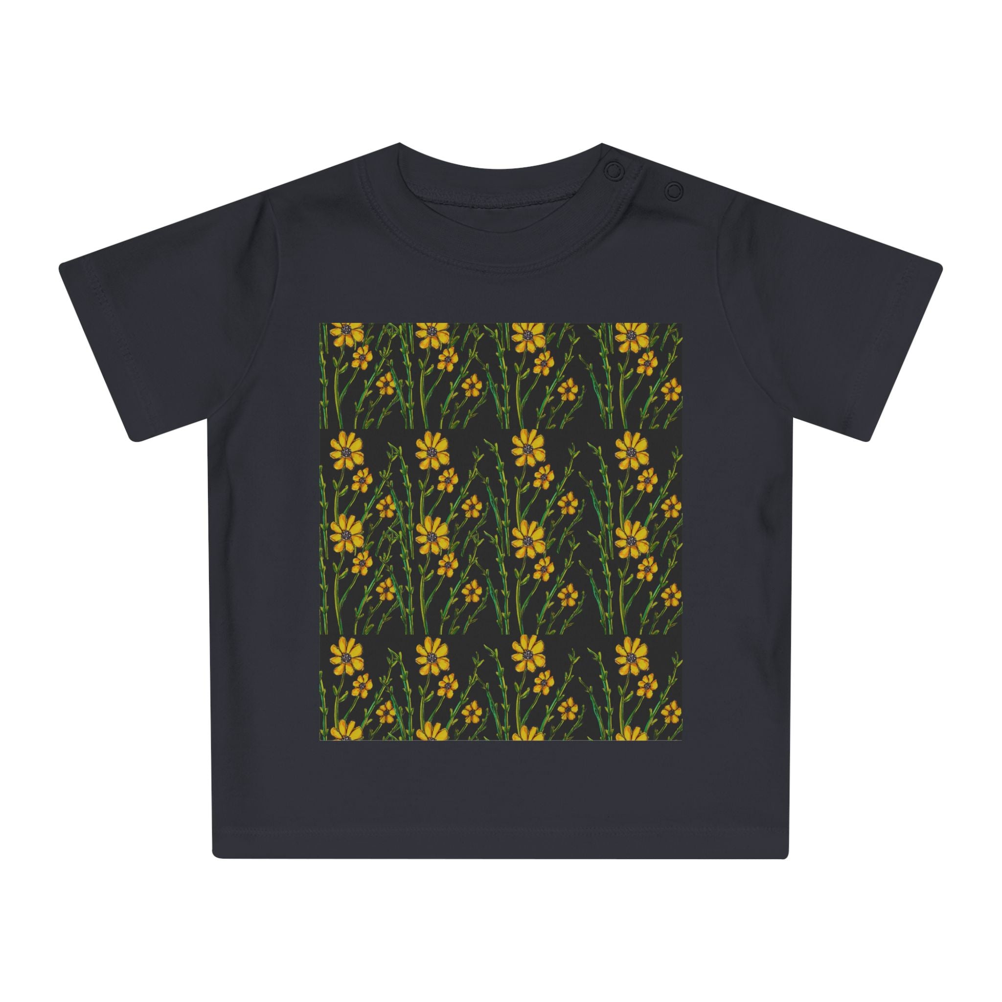 Baby T-Shirt — Yellow Wildflower Pattern Infant Tee (Botanical Floral Design)