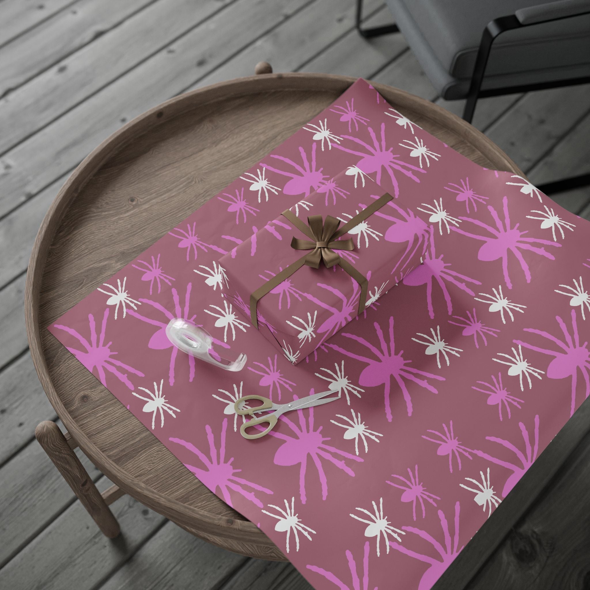 Floral Spider Pattern Wrapping Paper — Pink & Mauve Gift Wrap