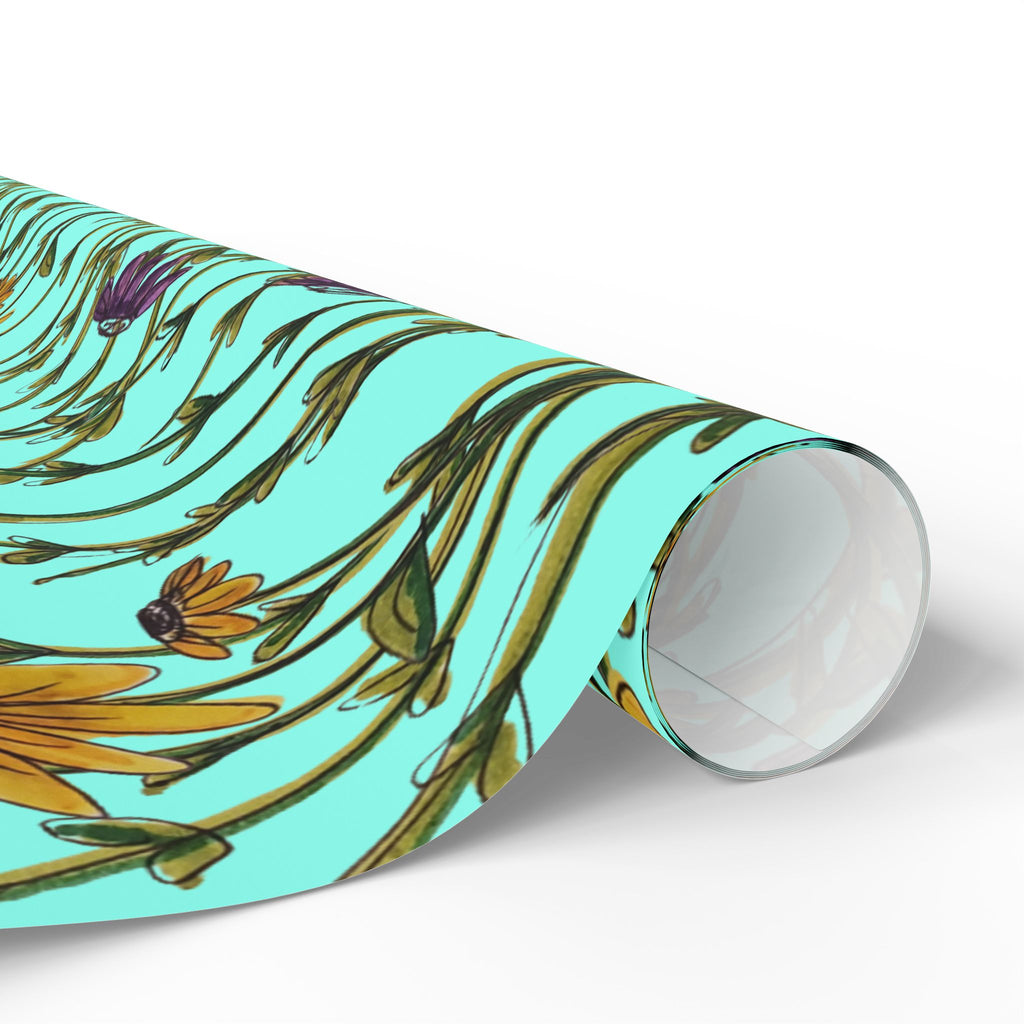 Floral Meadow Wrapping Paper — Turquoise Wildflower Gift Wrap