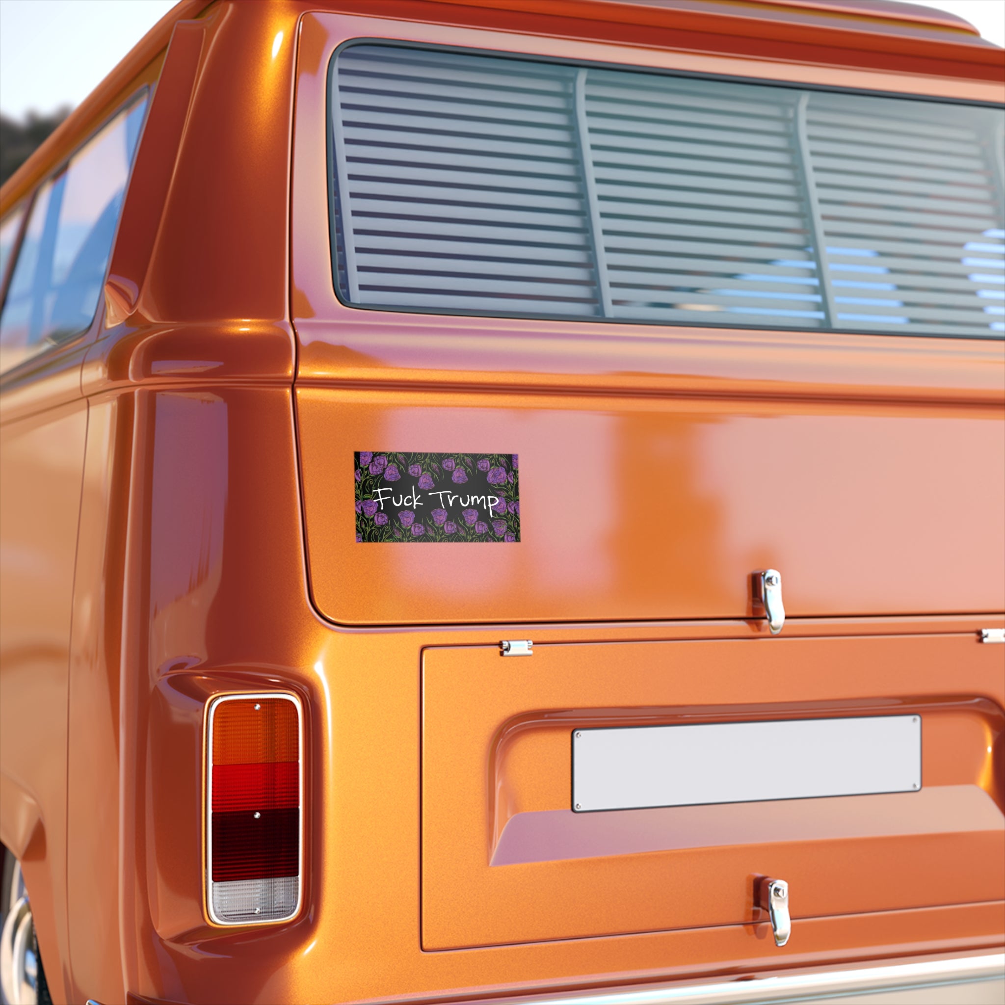 Anti-Trump Bumper Sticker — Floral "Fuck Trump" Political Decal