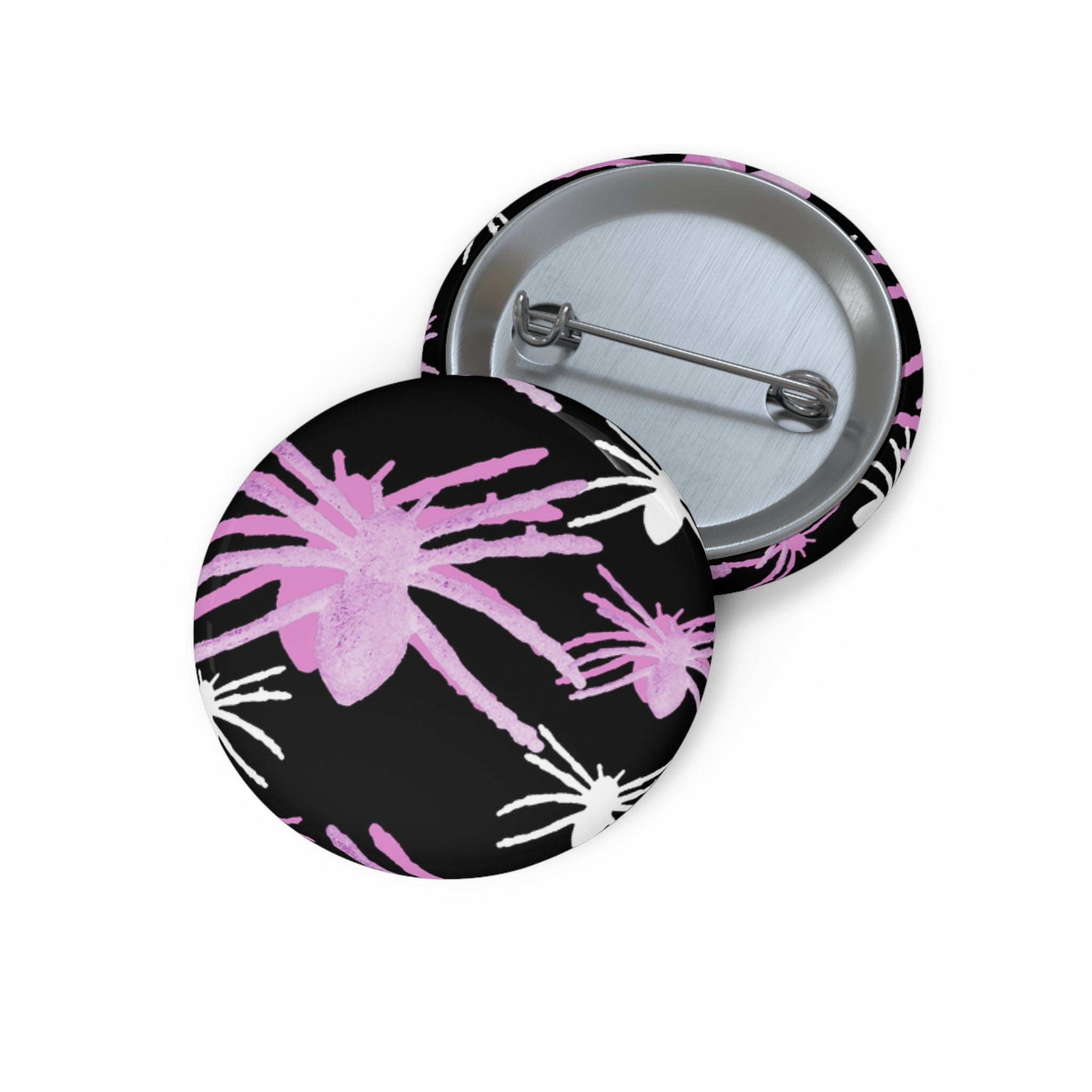 Pink Spider Pin Button — Halloween Goth Cute Badge