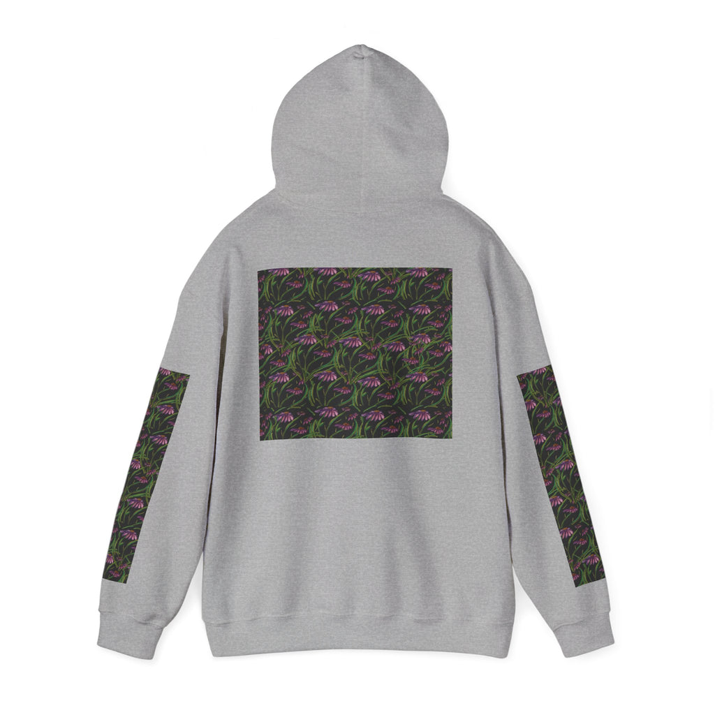 Floral Nightshade Pattern Hoodie — Dark Purple Botanical Print Sweatshirt