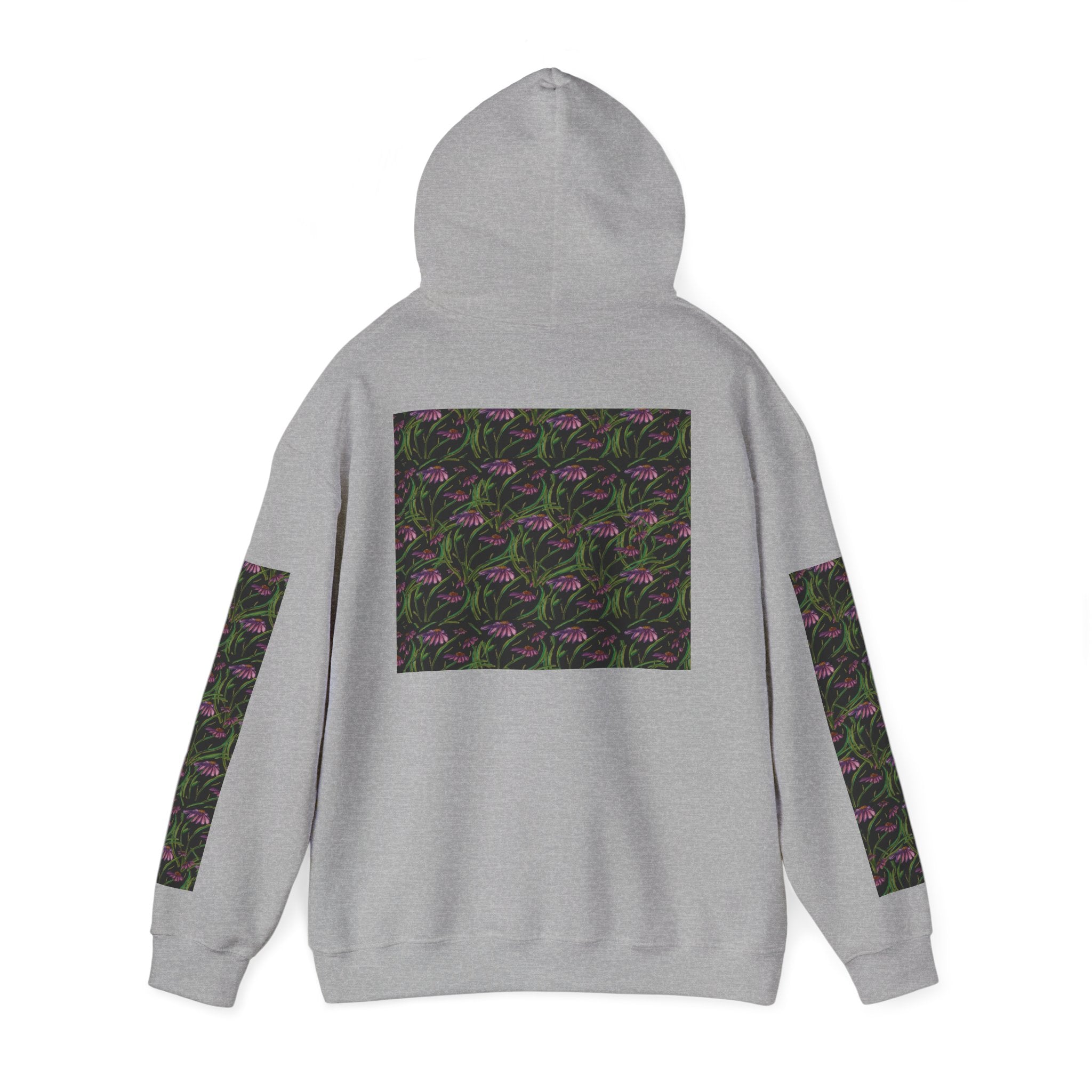 Floral Nightshade Pattern Hoodie — Dark Purple Botanical Print Sweatshirt