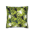 Green Spider Pattern Square Pillow — Bold Botanical Decorative Cushion