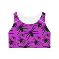 Spider Silhouette Sports Bra — Purple All-Over Print Activewear