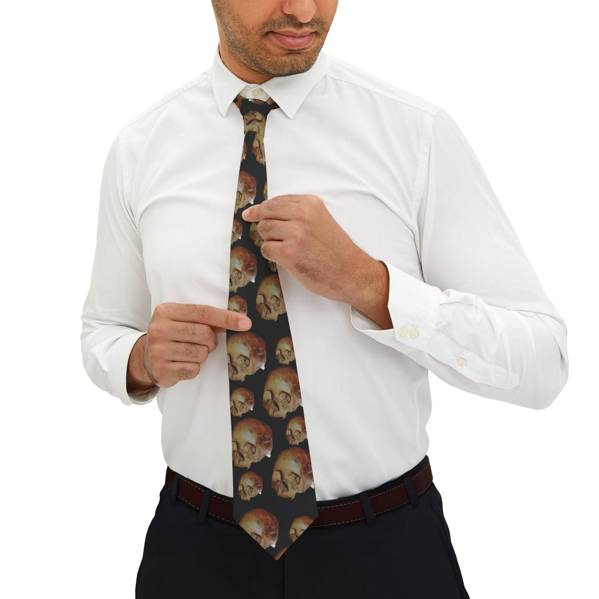 Skull Pattern Necktie — Gothic Halloween Dress Tie