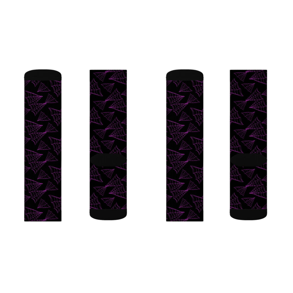 LULLABY Purple Socks — Stylish Black & Violet Crew Socks