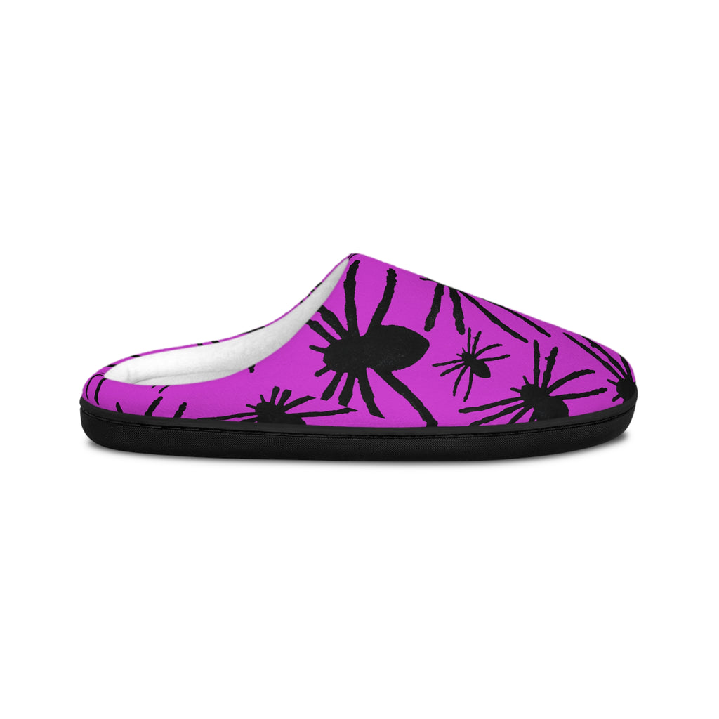 Spider Pattern Men's Indoor Slippers — Purple Halloween Cozy House Shoes