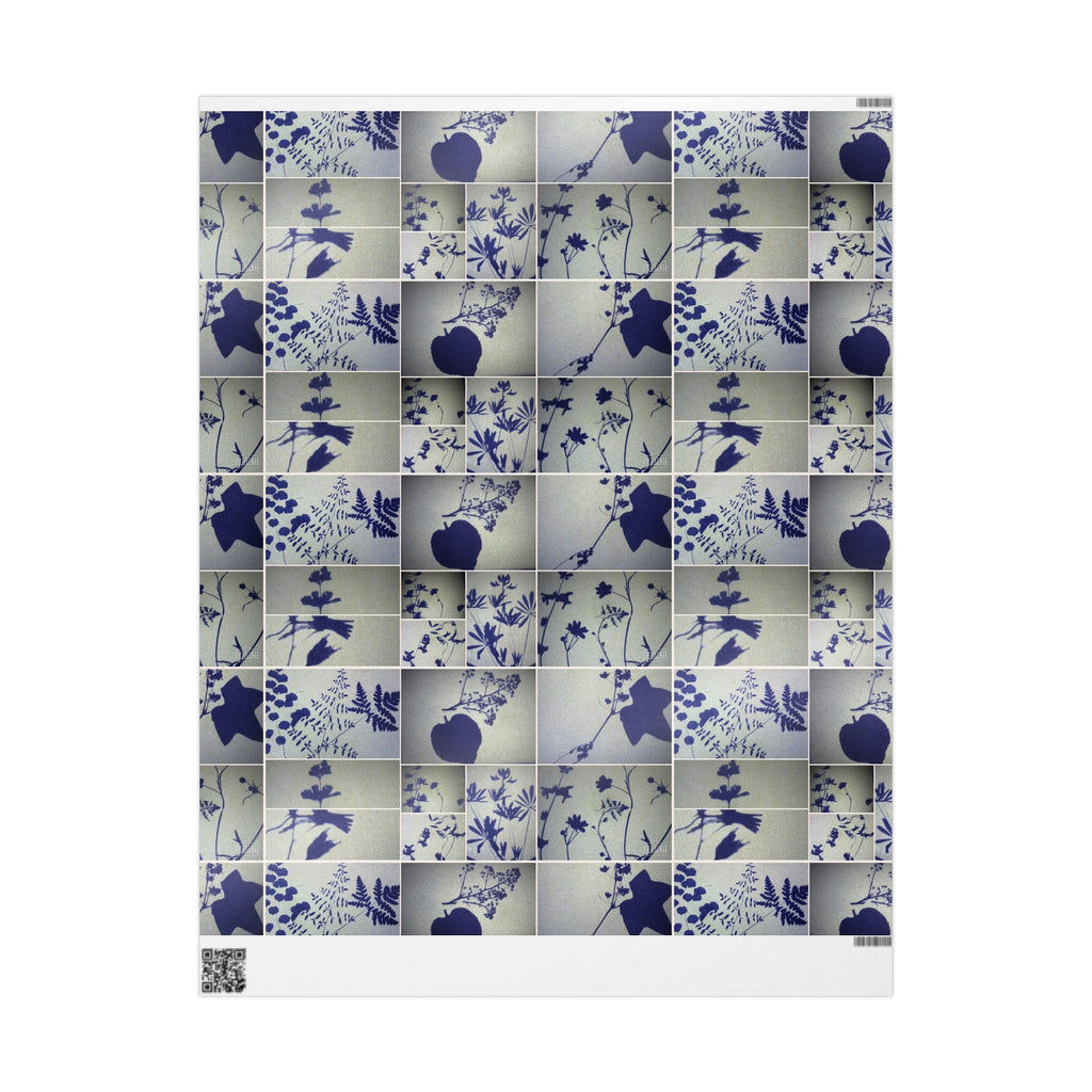Blue Botanical Pattern Wrapping Paper — Floral Gift Wrap Roll for Weddings, Birthdays & Holidays