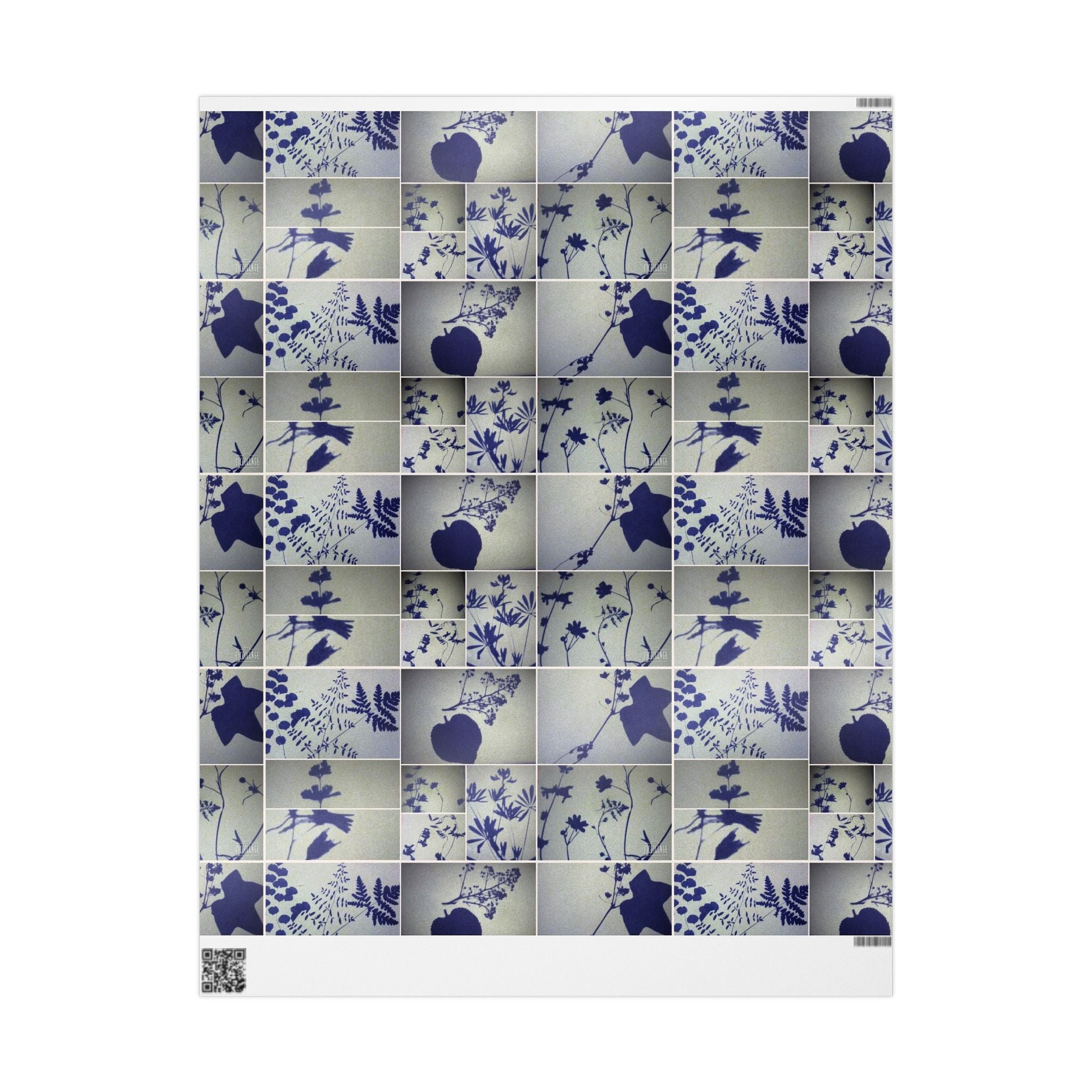 Blue Botanical Pattern Wrapping Paper — Floral Gift Wrap Roll for Weddings, Birthdays & Holidays