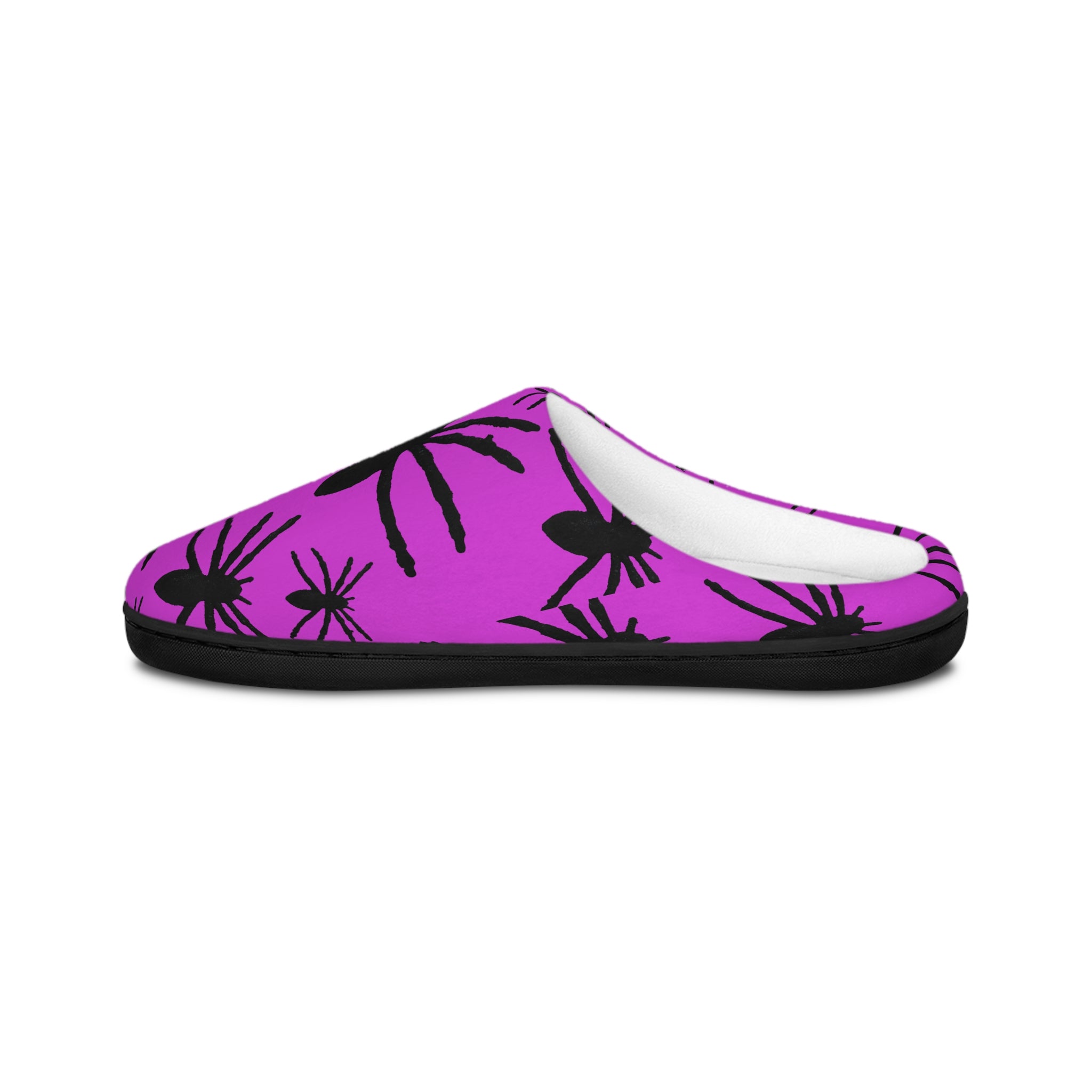 Spider Pattern Men's Indoor Slippers — Purple Halloween Cozy House Shoes